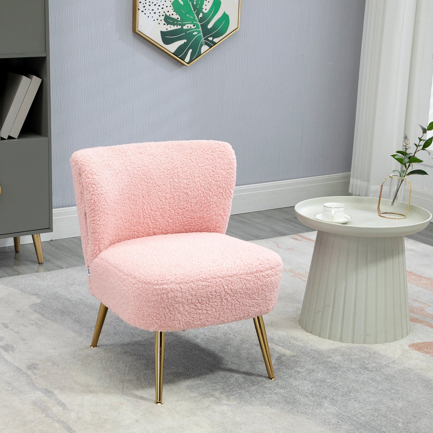 Lounge Chair for Bedroom Living Room Chair with Soft Upholstery and Gold Legs Pink Accent Chairs   at Gallery Canada