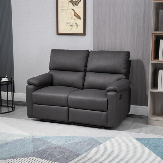 Loveseat Recliner Sofa, 2 Seater Reclining Chair with Footrest and Split Backrest, Dark Grey 2-Seater Sofas Dark Grey  at Gallery Canada