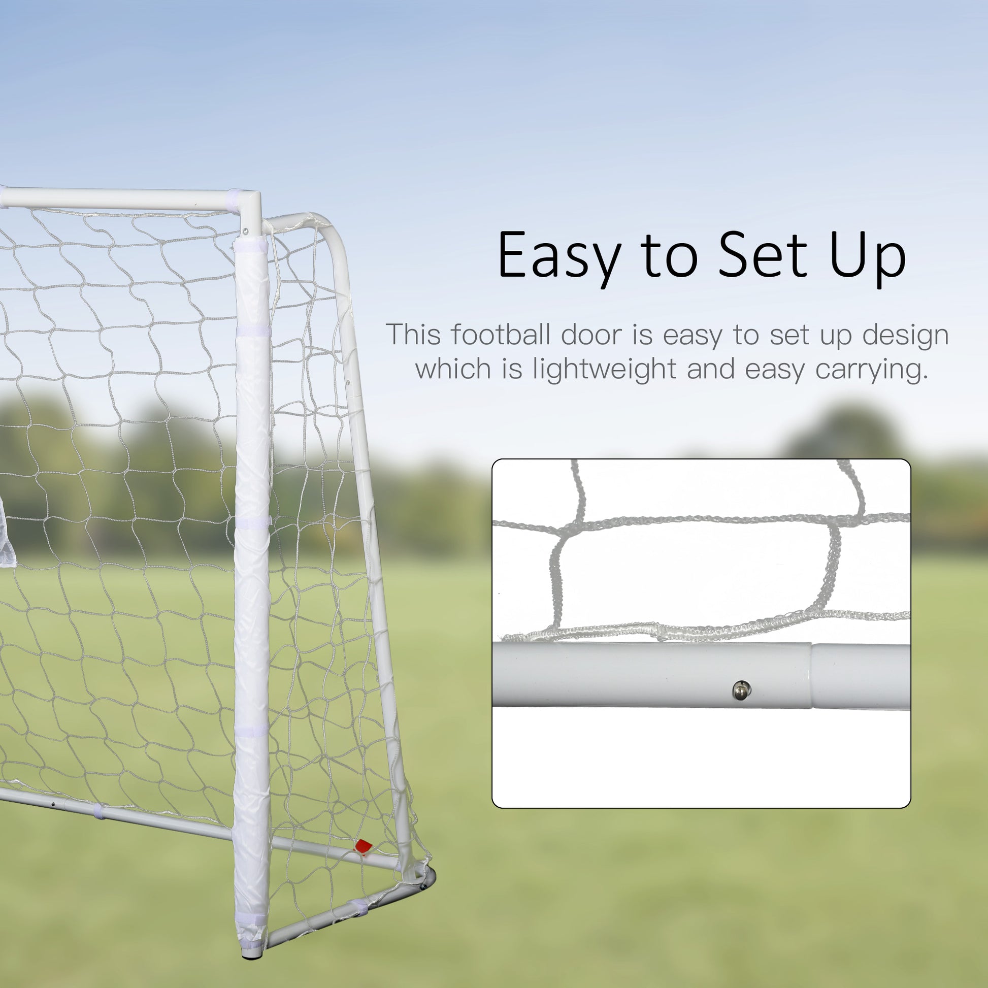 6ft x 4ft Soccer Goal Net with Metal Frame, PE Mesh, Ground Stakes, Easy Assembly, White Football   at Gallery Canada