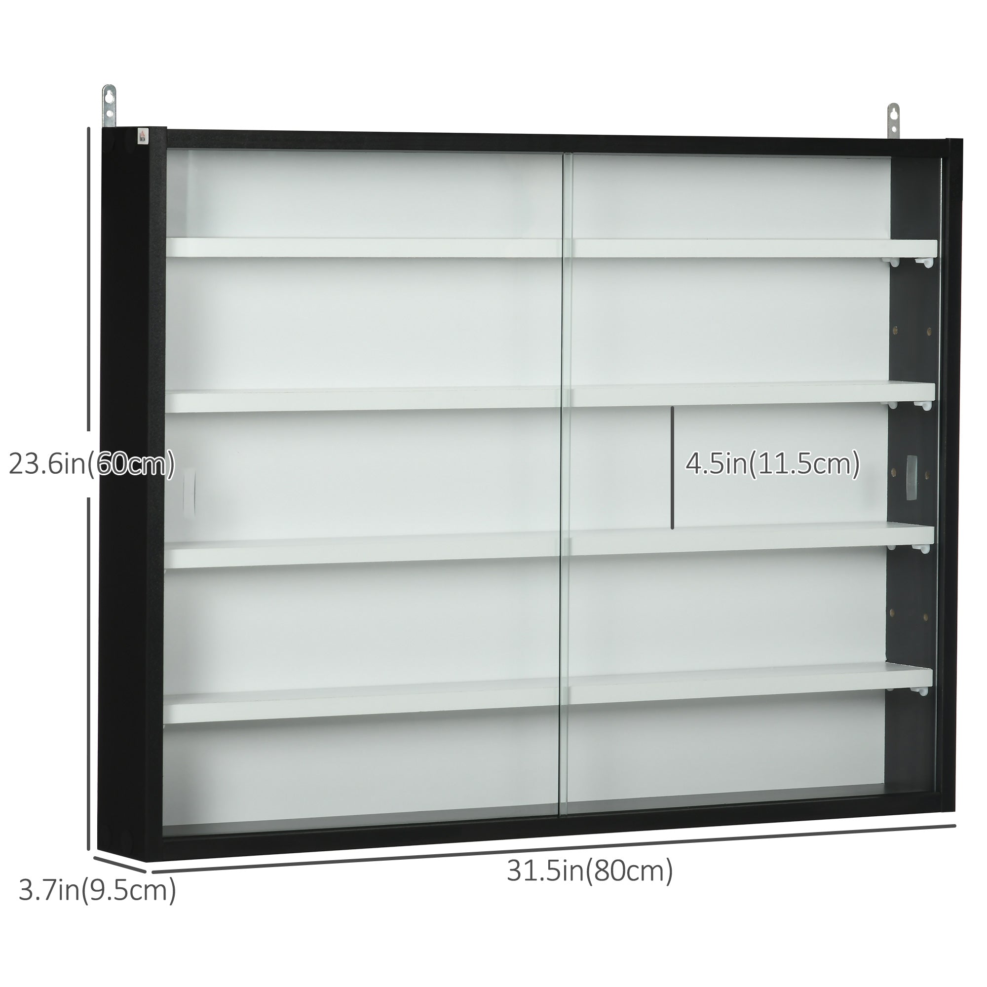 5-Tier Display Cabinet, Shot Glass Display Case, Glass Curio Cabinet with 2 Glass Doors and 4 Adjustable Shelves, Black Display Bookshelves at Gallery Canada