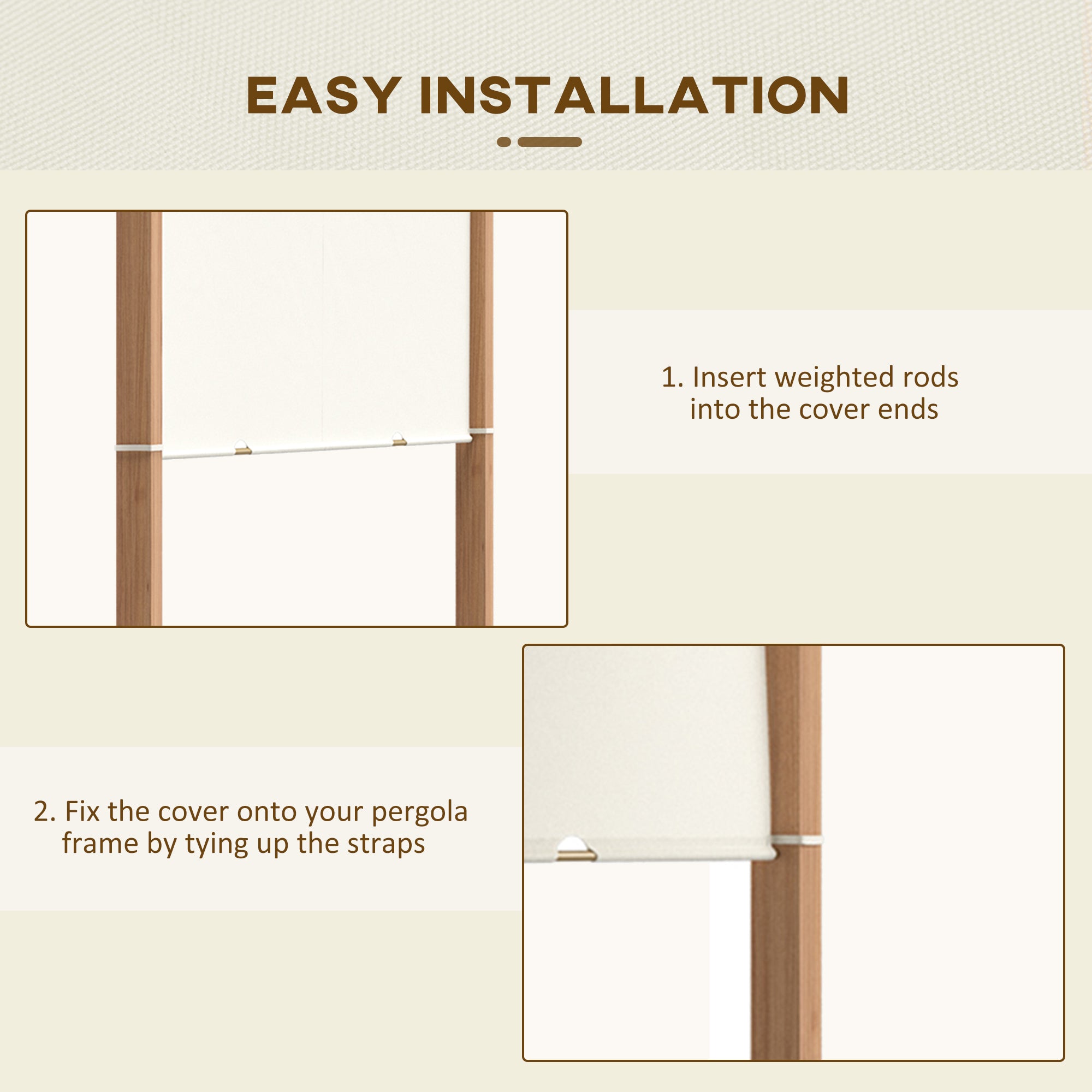 2 Piece Retractable Pergola Canopy Replacement for 9.8' x 9.8' Pergola, Pergola Shade Cover with Weight Rods, Beige Gazebo Canopy Replacement at Gallery Canada