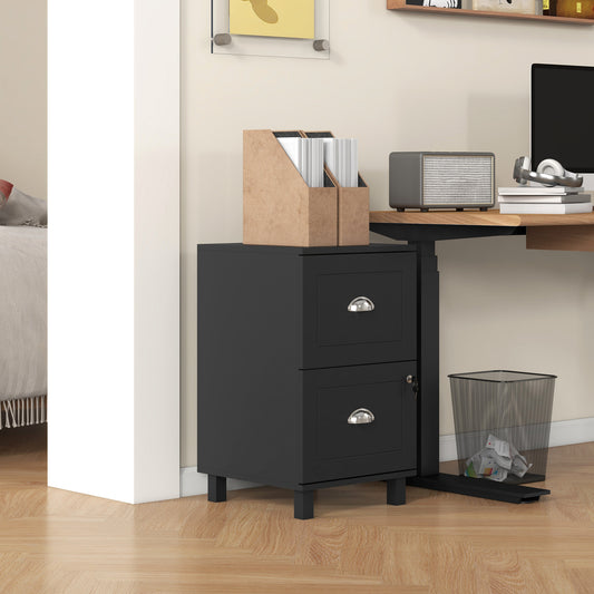 2-Drawer Small Filing Cabinet Lockable Home Office Storage Cabinet with Adjustable Hanging Bars for A4 Letter Black Office Cabinets & Cupboards   at Gallery Canada