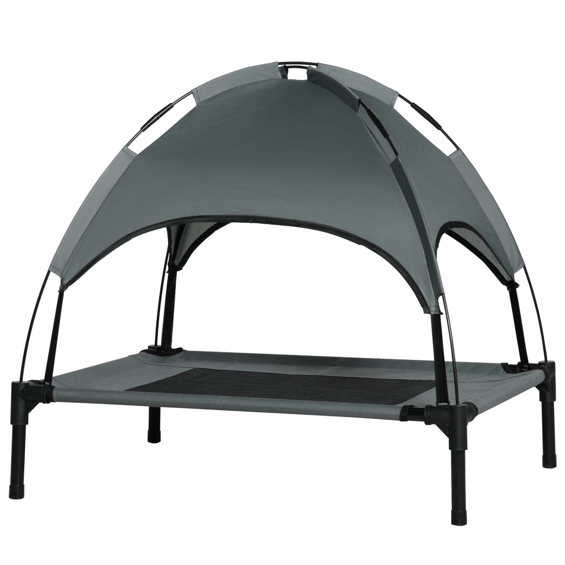 Elevated Dog Bed with Canopy, Portable Raised Dog Cot for M Sized Dogs, Indoor &; Outdoor, 30" x 24" x 29", Grey Elevated Dog Beds   at Gallery Canada