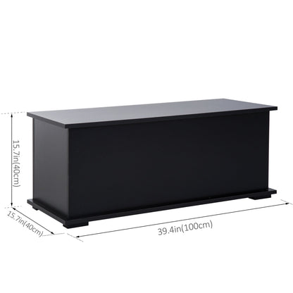 39.5" Lift Top Storage Chest with 2 Safety Hinges, Toy Box Organizer with Flip-Top Lid, Entryway Storage Bench, Black Storage Cabinets   at Gallery Canada