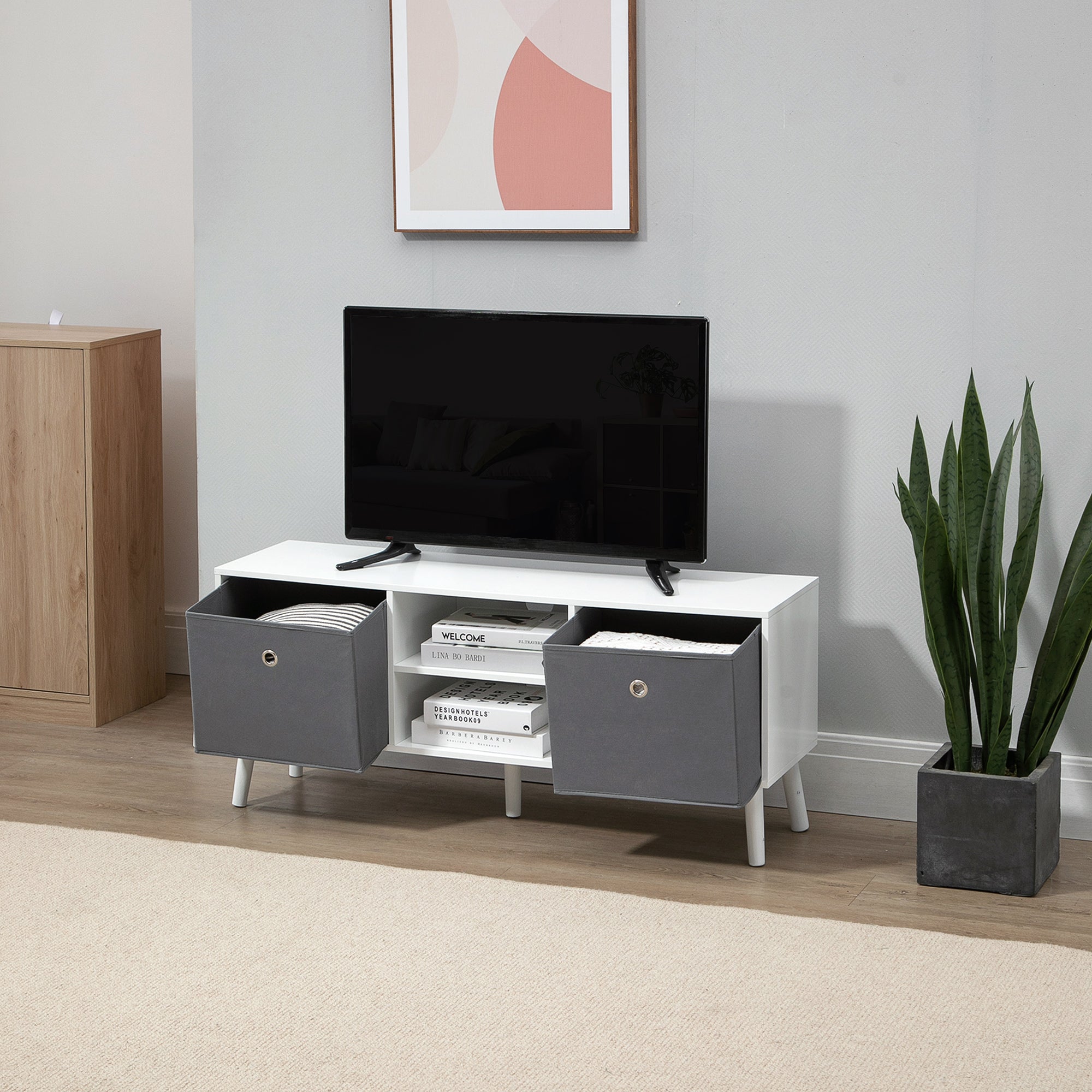 Modern TV Stand Cabinet with Foldable Drawers and Shelves for Living Room, Bedroom TV Stands at Gallery Canada