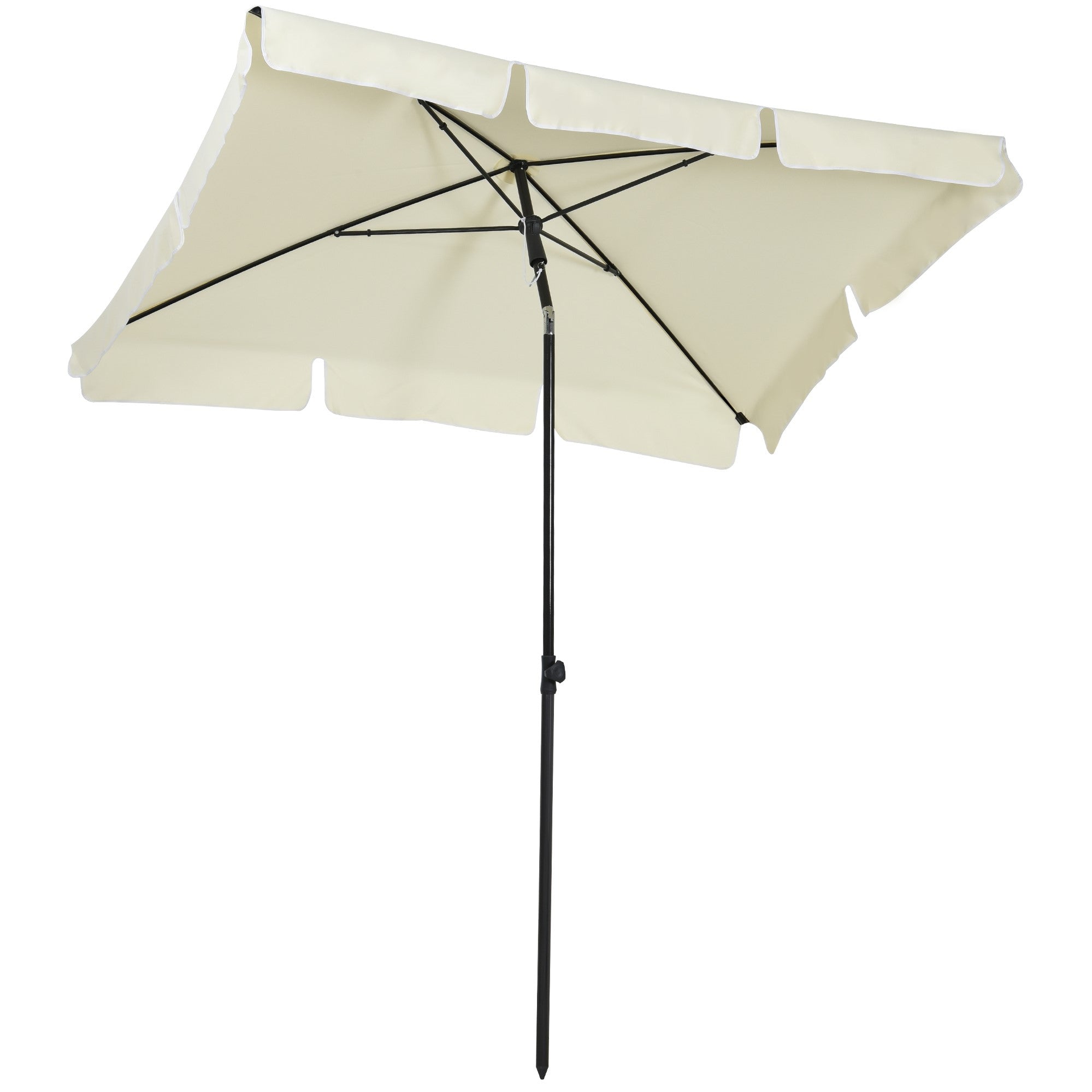 6.5x4ft Rectangle Patio Umbrella Aluminum Tilt Adjustable Garden Parasol Sun Shade Outdoor Canopy Cream White Sun Umbrellas Cream White and Black at Gallery Canada