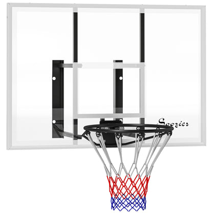 Wall Mounted Basketball Hoop with 43'' x 30'' Shatter Proof Backboard, for Indoor and Outdoor, White Basketball   at Gallery Canada