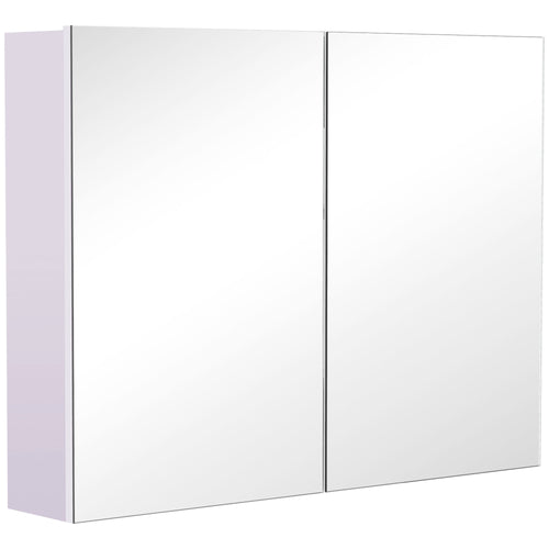 Bathroom Mirror Cabinet, Wall-Mounted Storage Organizer with Double Doors, Adjustable Shelf, Light Lilac