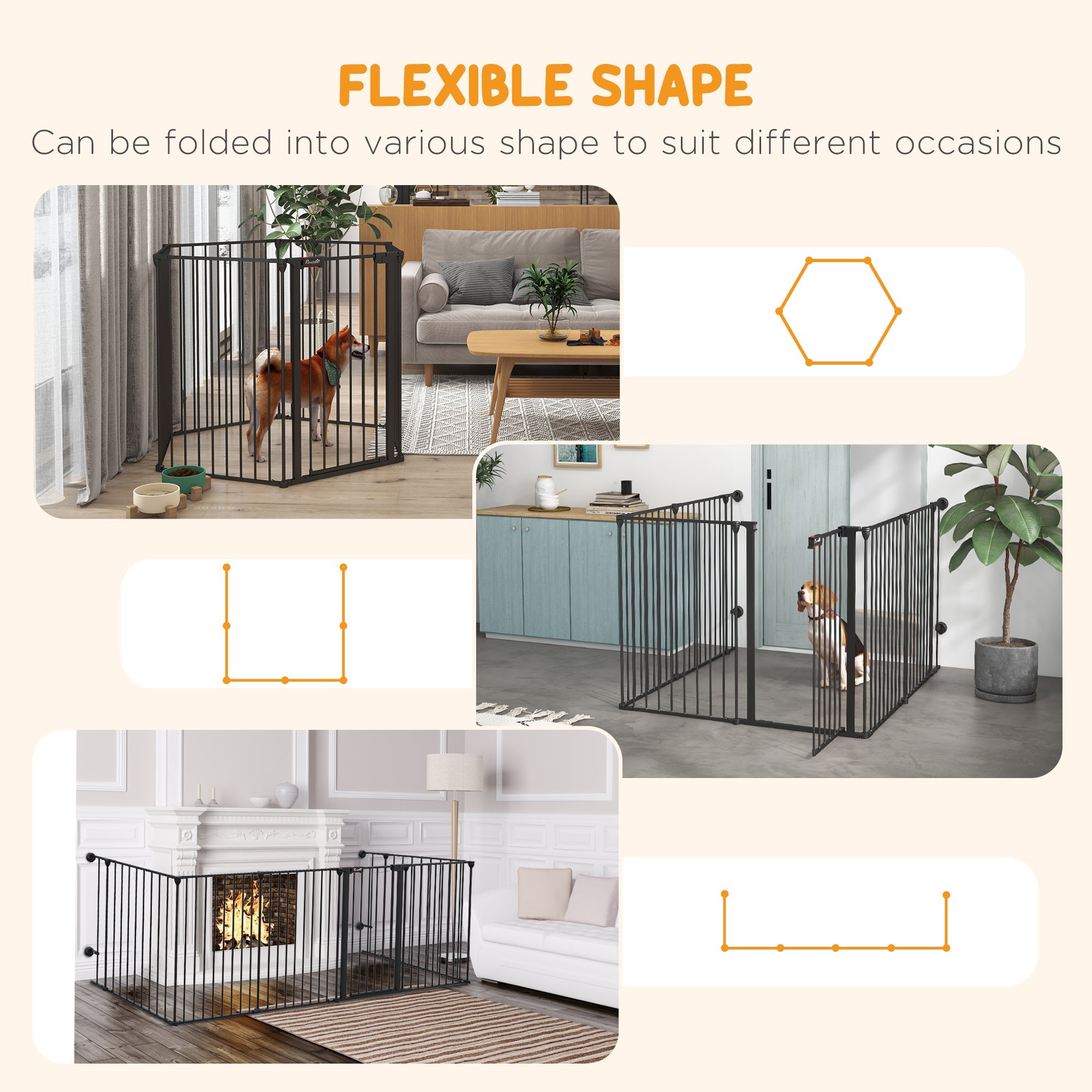 Adjustable 6-Panel Dog Playpen with Auto-Close Lock, Pet Door, 35