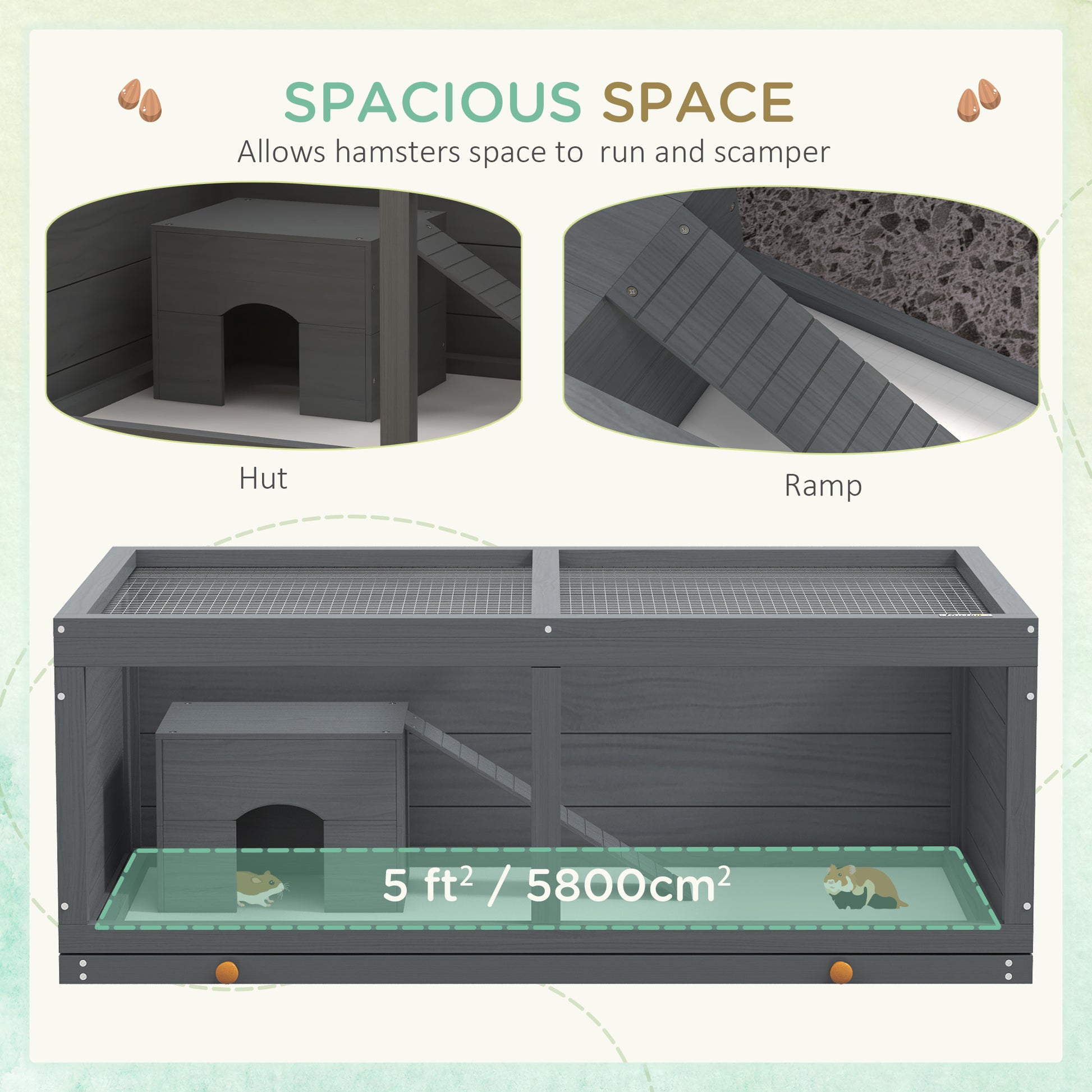 Small Animals Kit Hutch w/ Sliding Tray, Exercise Play House for Dwarf Hamsters, Gerbils, Chinchillas, Grey Hamster Cages   at Gallery Canada