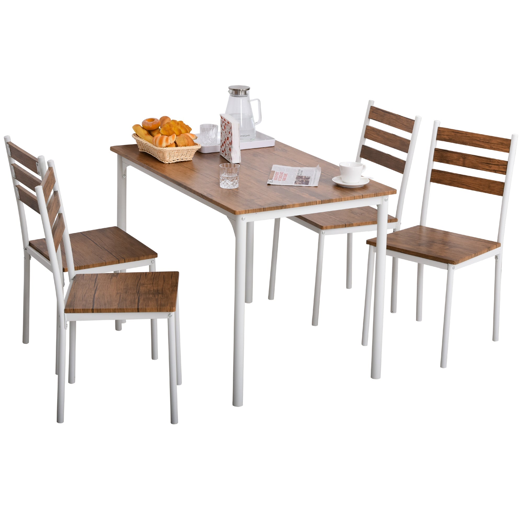 5 Piece Dining Table Set for 4, Space Saving Kitchen Table and 4 Chairs, Rectangle, Steel Frame for Dining Room Bar Sets   at Gallery Canada