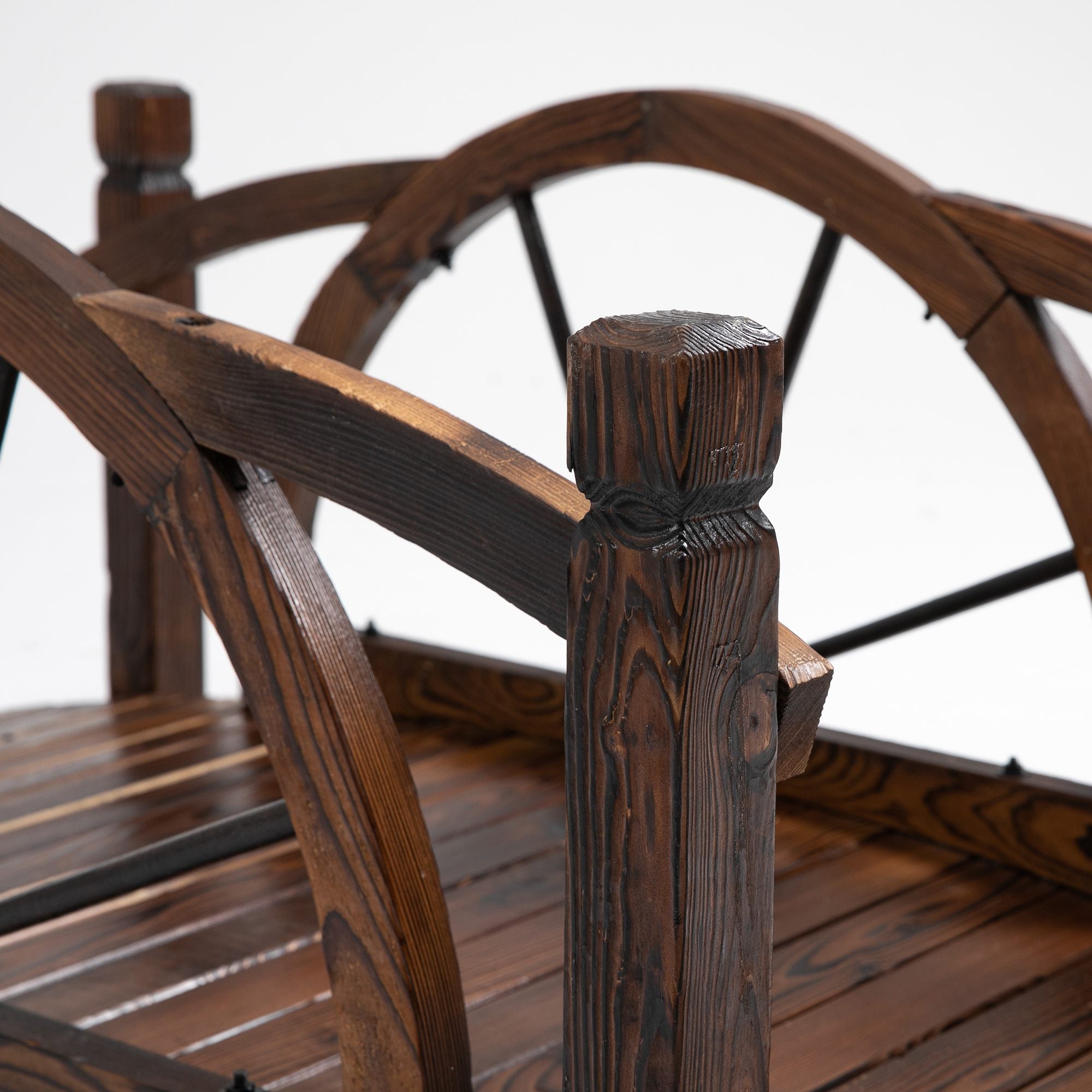 Wooden Garden Bridge, Decorative Arc Footbridge with Safety Guardrail Garden Decor at Gallery Canada