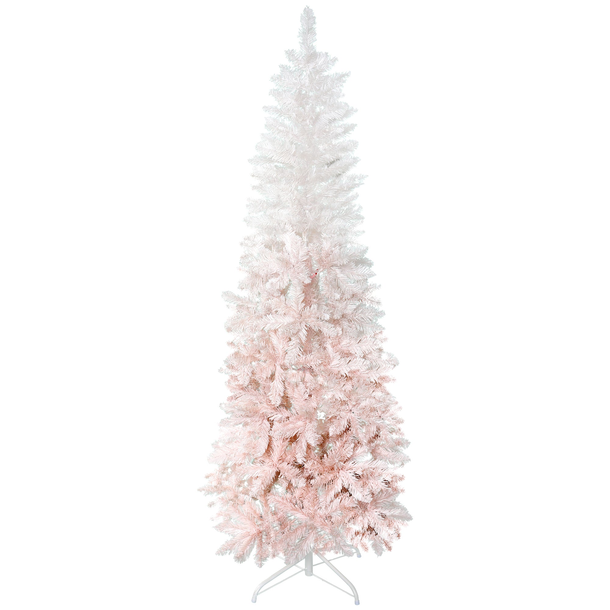 5ft Pencil Artificial Christmas Tree with Pine Realistic Branches, Auto Open, Pink and White Pencil Christmas Trees   at Gallery Canada