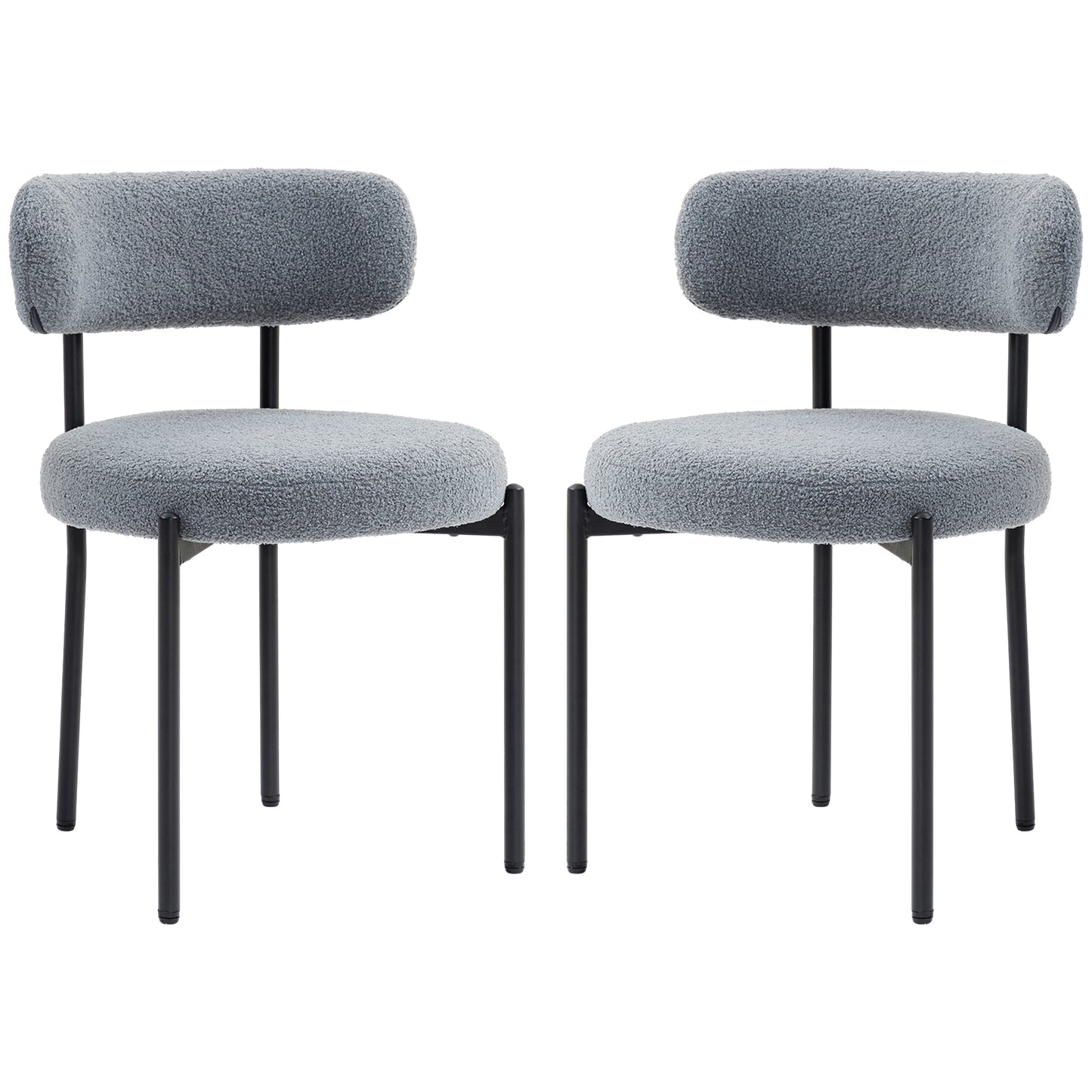 2 Pieces Kitchen Chairs, Modern Dining Chairs w/ Berber Fleece Upholstery and Steel Legs for Living Room, Grey Dining Chairs   at Gallery Canada