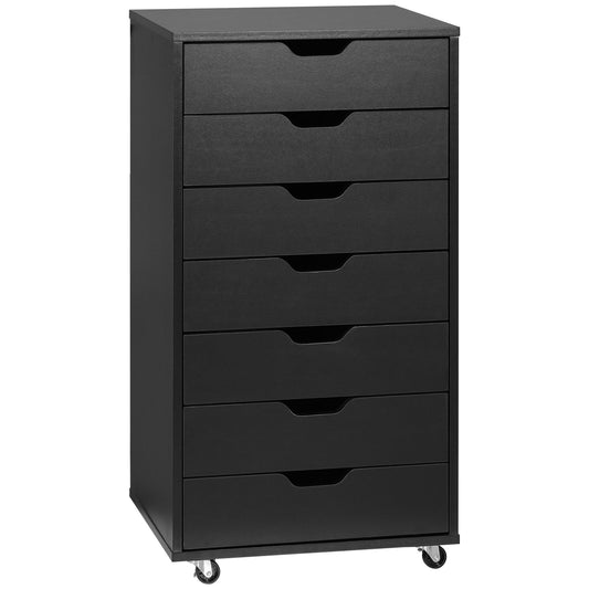 7-drawer Vertical File Cabinet for Home Office, Storage Cabinet with Wheels, 18.7"x15.6"x35.4", Black Office Cabinets & Cupboards Black  at Gallery Canada