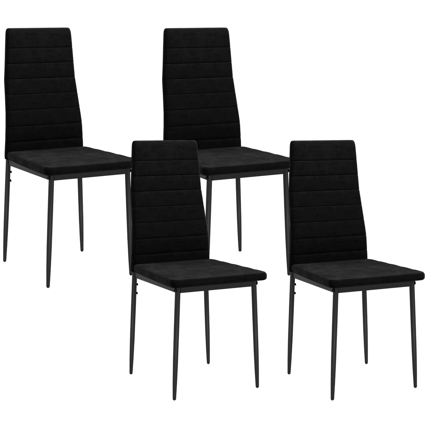 Modern Dining Chairs, Set of 4, High Back Upholstery and Metal Legs for the Living Room, Kitchen, Home Office, Black Dining Chairs   at Gallery Canada