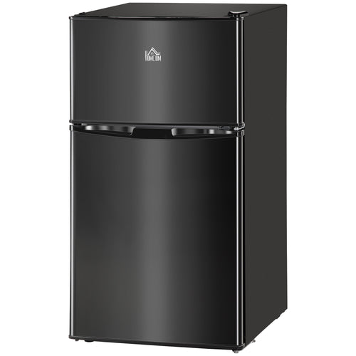 3.2 Cu Ft Compact Refrigerator, Mini Fridge with Freezer, Adjustable Shelves and Reversible Doors for Bedroom, Black