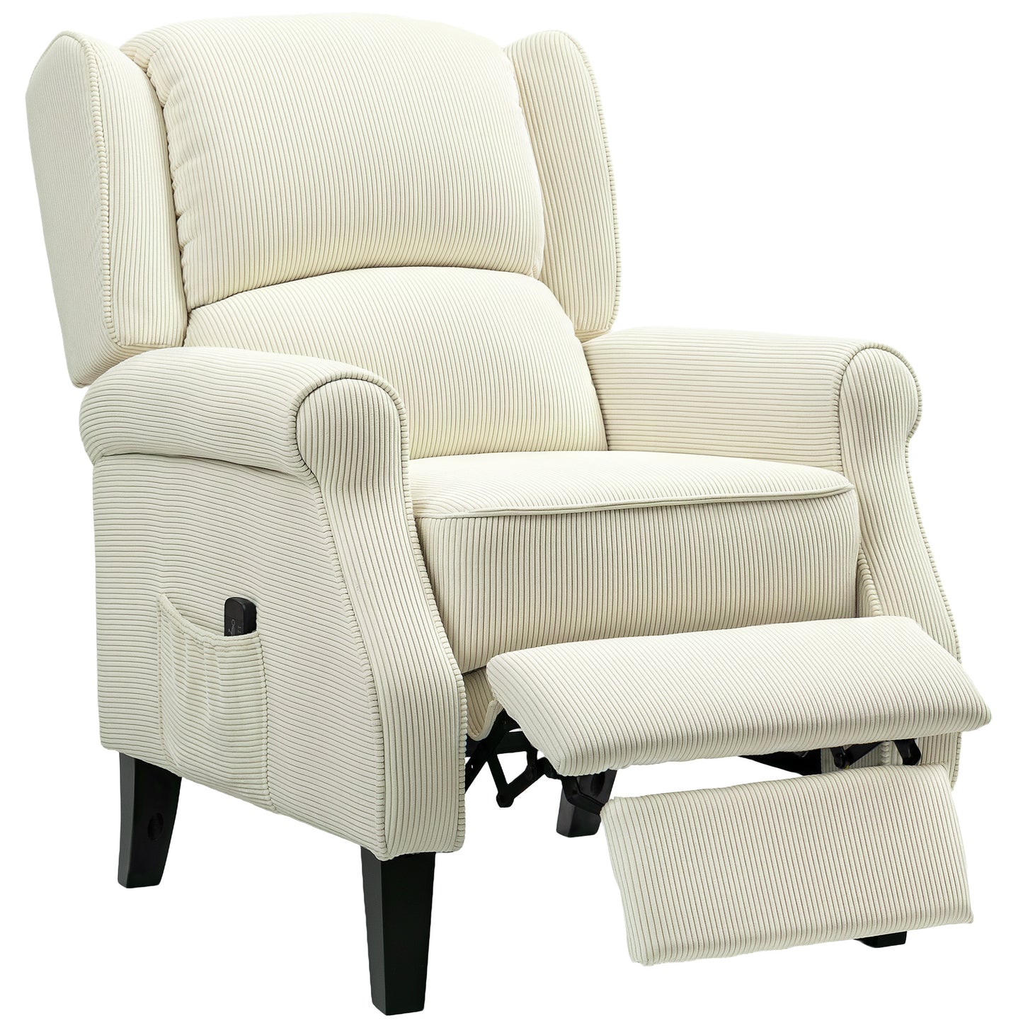 Push Back Recliner Chair, Vibration Massage Recliner for Living Room with Extendable Footrest, Remote, Pocket, Cream Sofas & Reclining Chairs at Gallery Canada