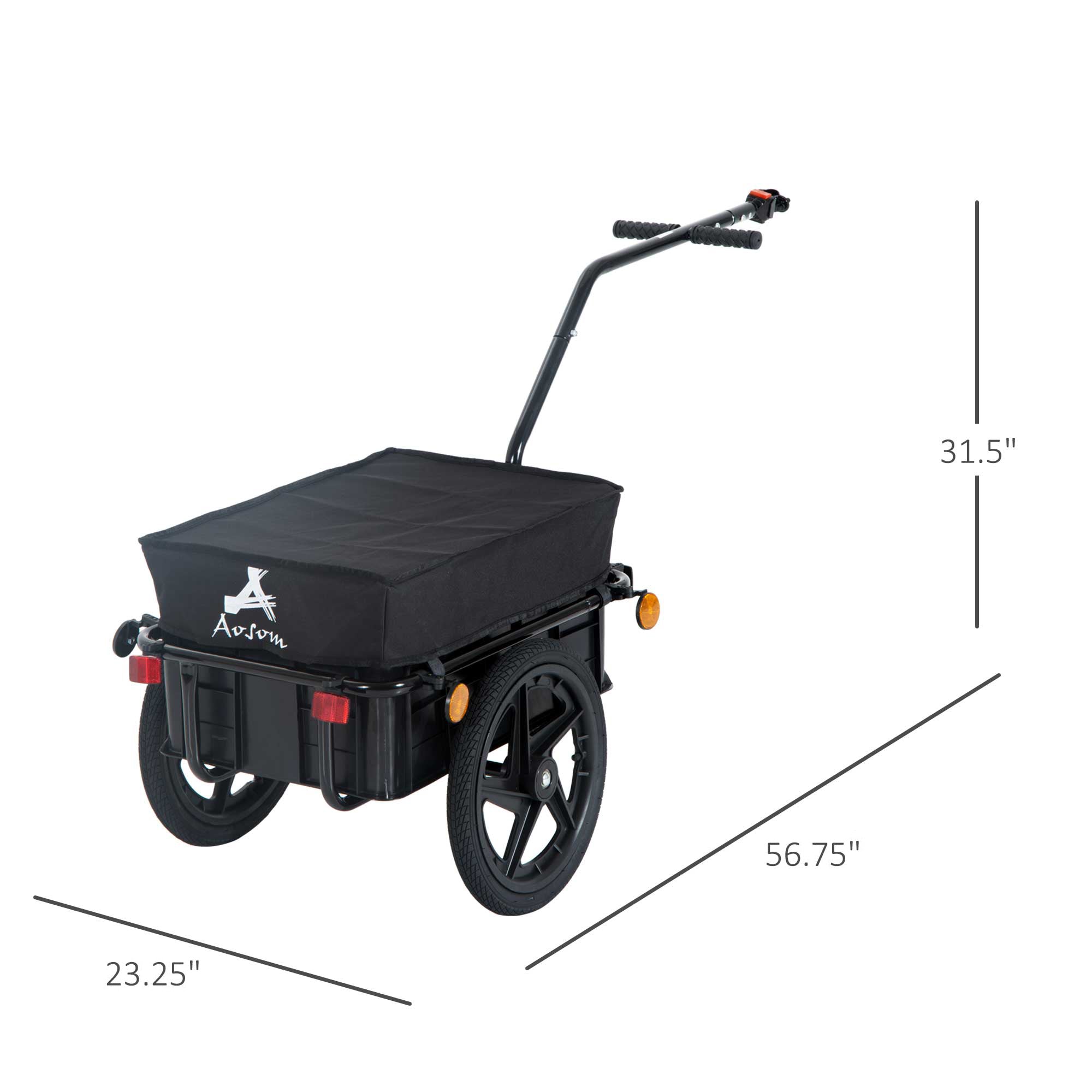 Multi-Functional Steel Bike Cargo Trailer & Luggage Cart Stroller Wagon, Black Bike Cargo Trailers   at Gallery Canada