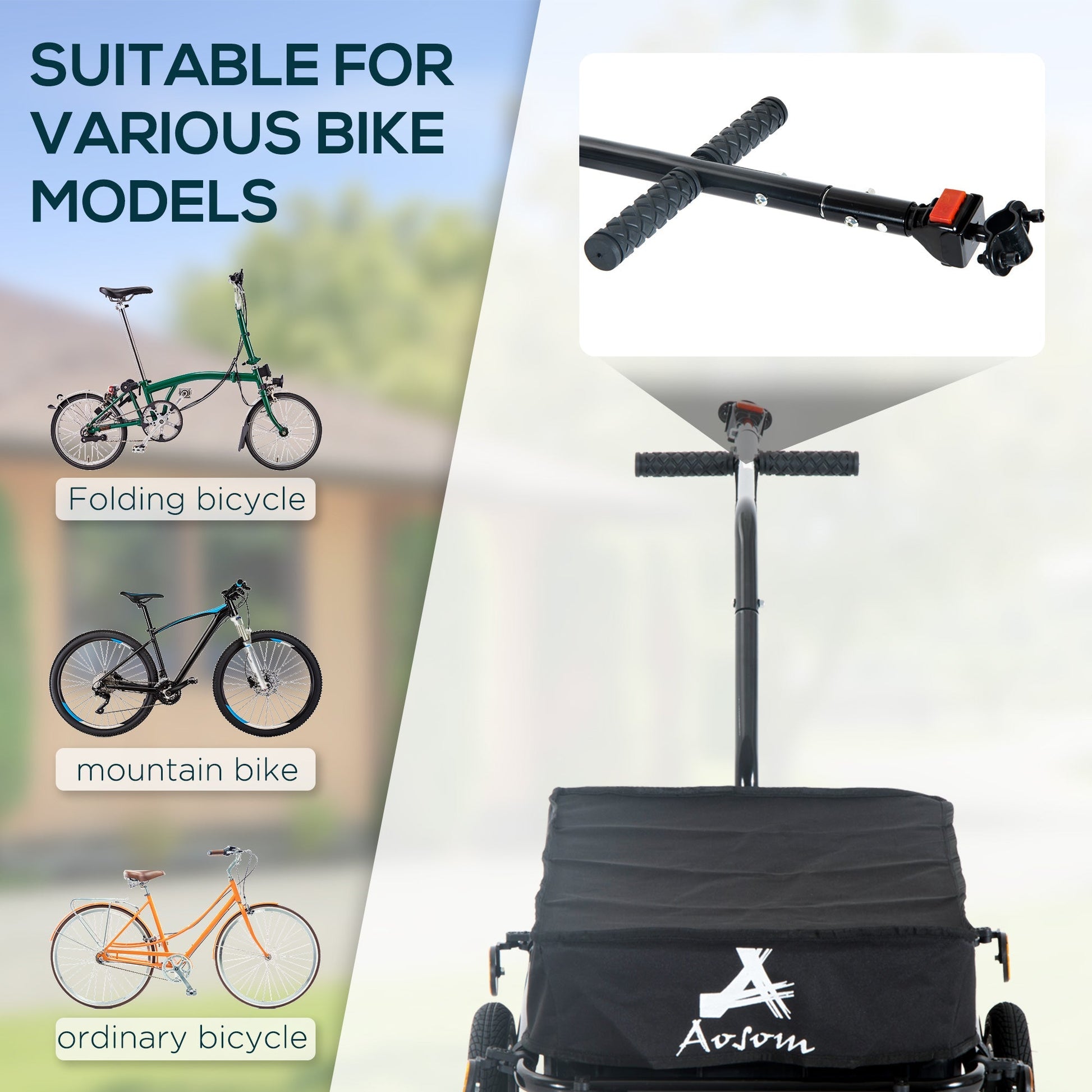 Multi-Functional Steel Bike Cargo Trailer & Luggage Cart Stroller Wagon, Black Bike Cargo Trailers   at Gallery Canada