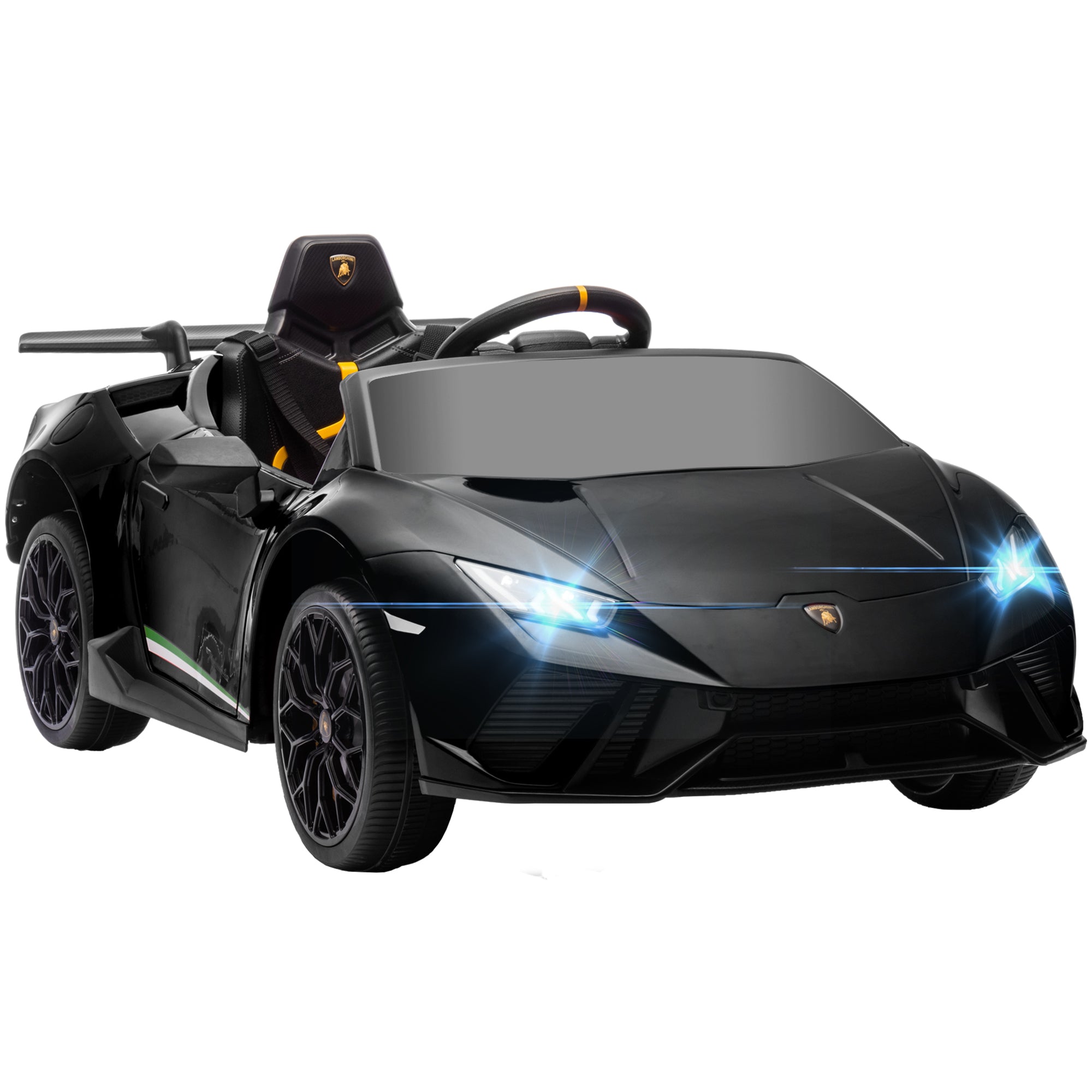 12V Lamborghini Huracan Licensed Kids Electric Car with Remote Control, Spring Suspension, Transport Wheels, Black Electric Toy Cars   at Gallery Canada