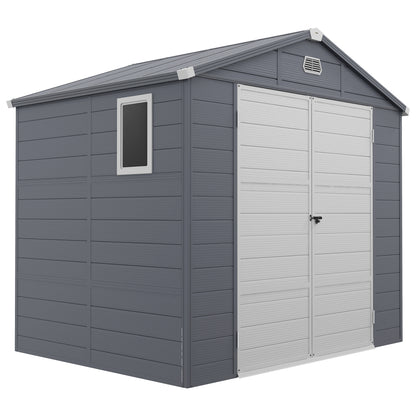 8' x 6' Plastic Garden Storage Shed with Latch Door, Vents, Sloped Roof, Dark Grey Sheds   at Gallery Canada