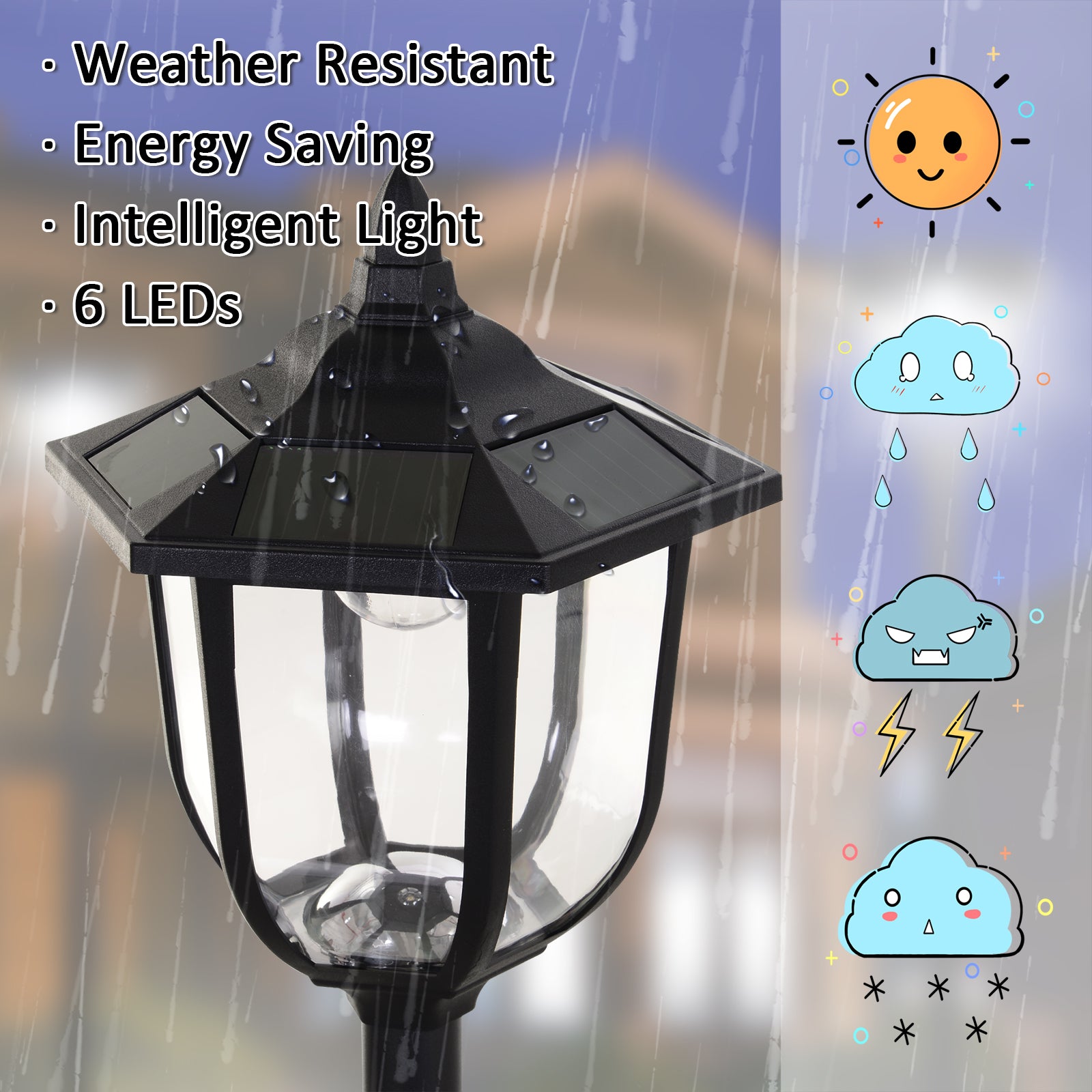 Solar Torch Lights Outdoor Garden Lighting 6 LED Water-Resist Auto On/Off 6 Hours Solar Post Lamps at Gallery Canada