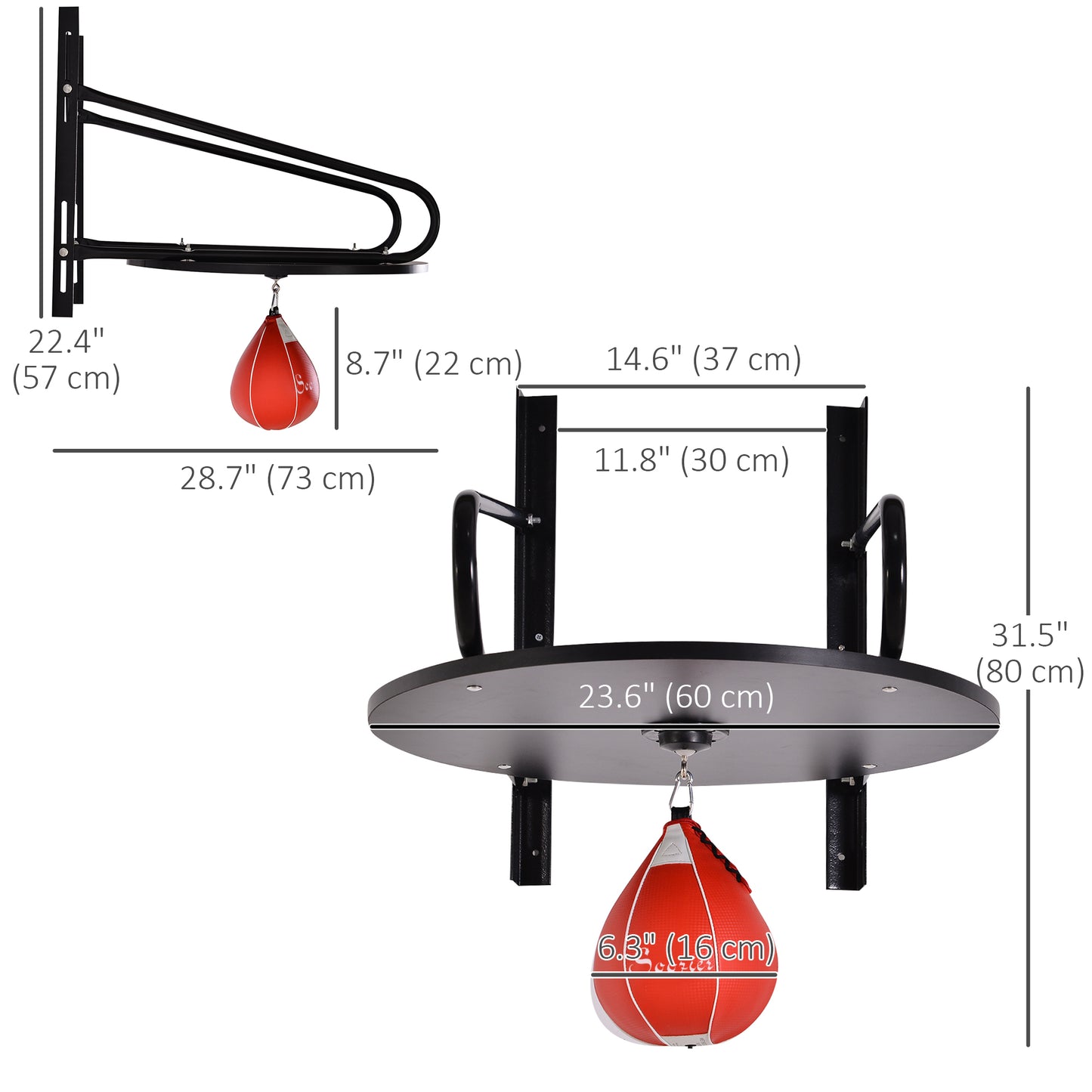 Wall-mounted Speed Bag Boxing Platform with Adjustable Height More-Strength Training Equipment   at Gallery Canada