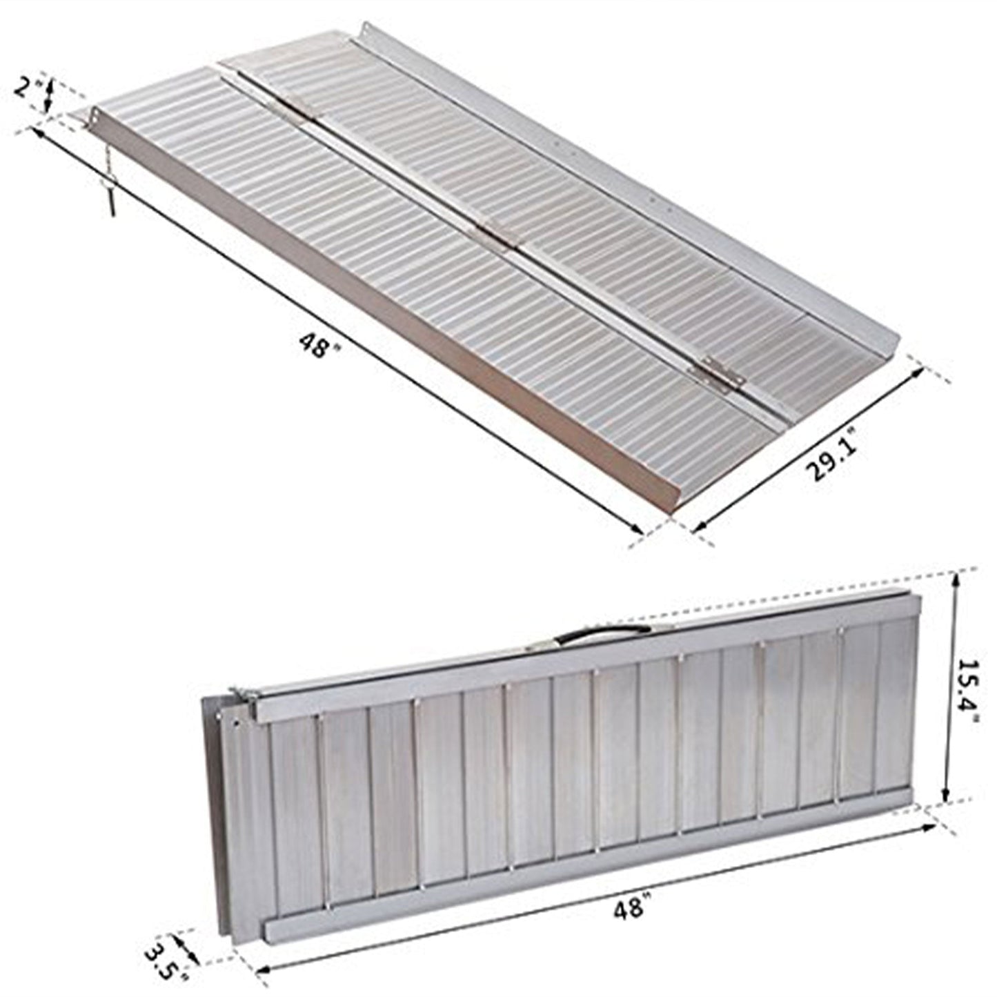 4ft Textured Aluminum Folding Wheelchair Ramp, Portable Threshold Ramp, for Scooter Steps Home Stairs Doorways - Gallery Canada