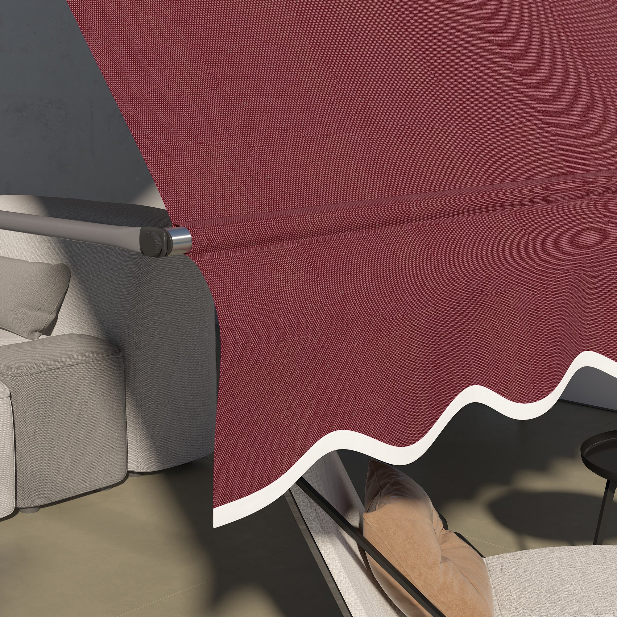 11.5' x 4' Manual Retractable Awning, Non-Screw Freestanding Patio Awning, UV Resistant, for Window or Door, Wine Red Patio Awnings at Gallery Canada
