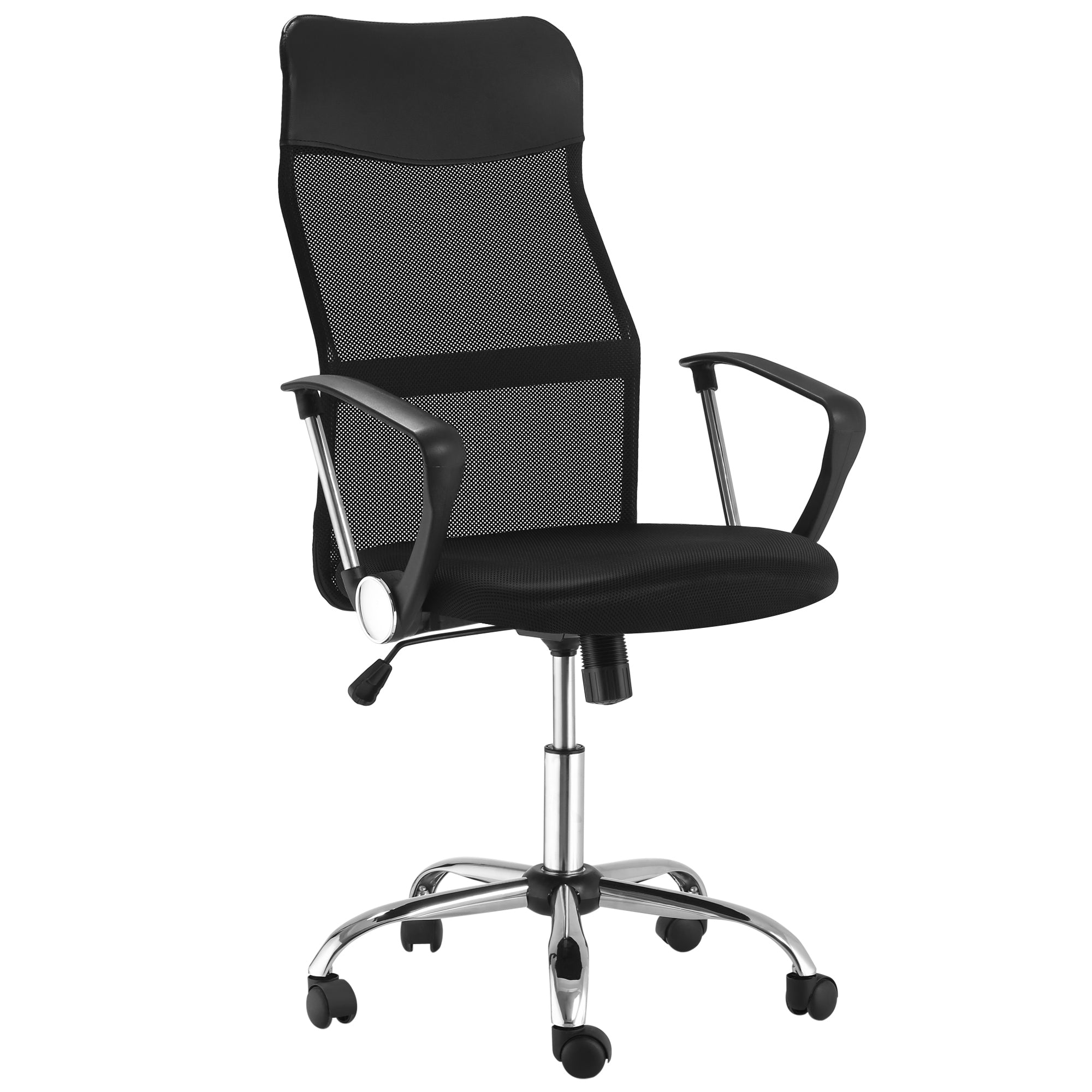 Mesh Office Chair, High Back Desk Chair, Swivel Computer Chair with Adjustable Height, Wheels, Black Task Chairs at Gallery Canada