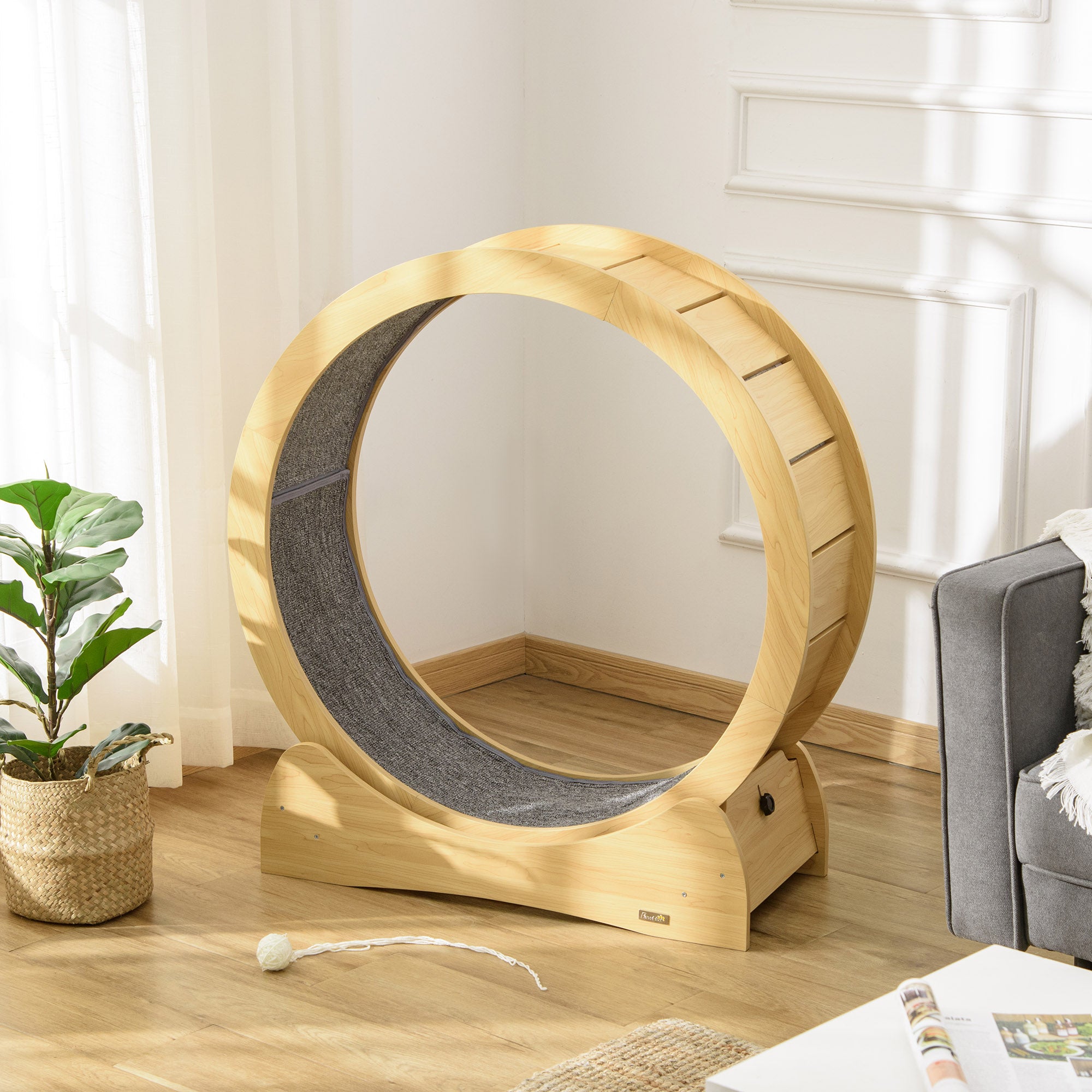 Cat Running Wheel, Cat Exercise Treadmill with Brake, Carpeted Runaway, Pet Fitness Weight Loss Device, Natural Cat Climbing Wall at Gallery Canada
