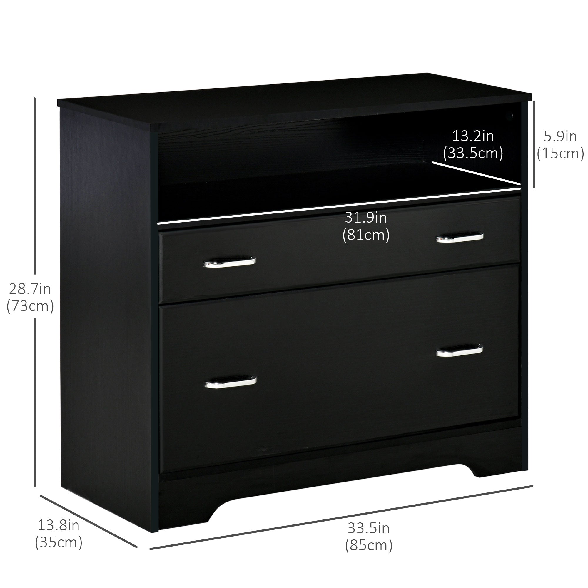 Lateral File Cabinet with 2 Drawers, Filing Cabinet for Hanging Letter Sized Files, Office Printer Stand, Black Office Cabinets & Cupboards at Gallery Canada