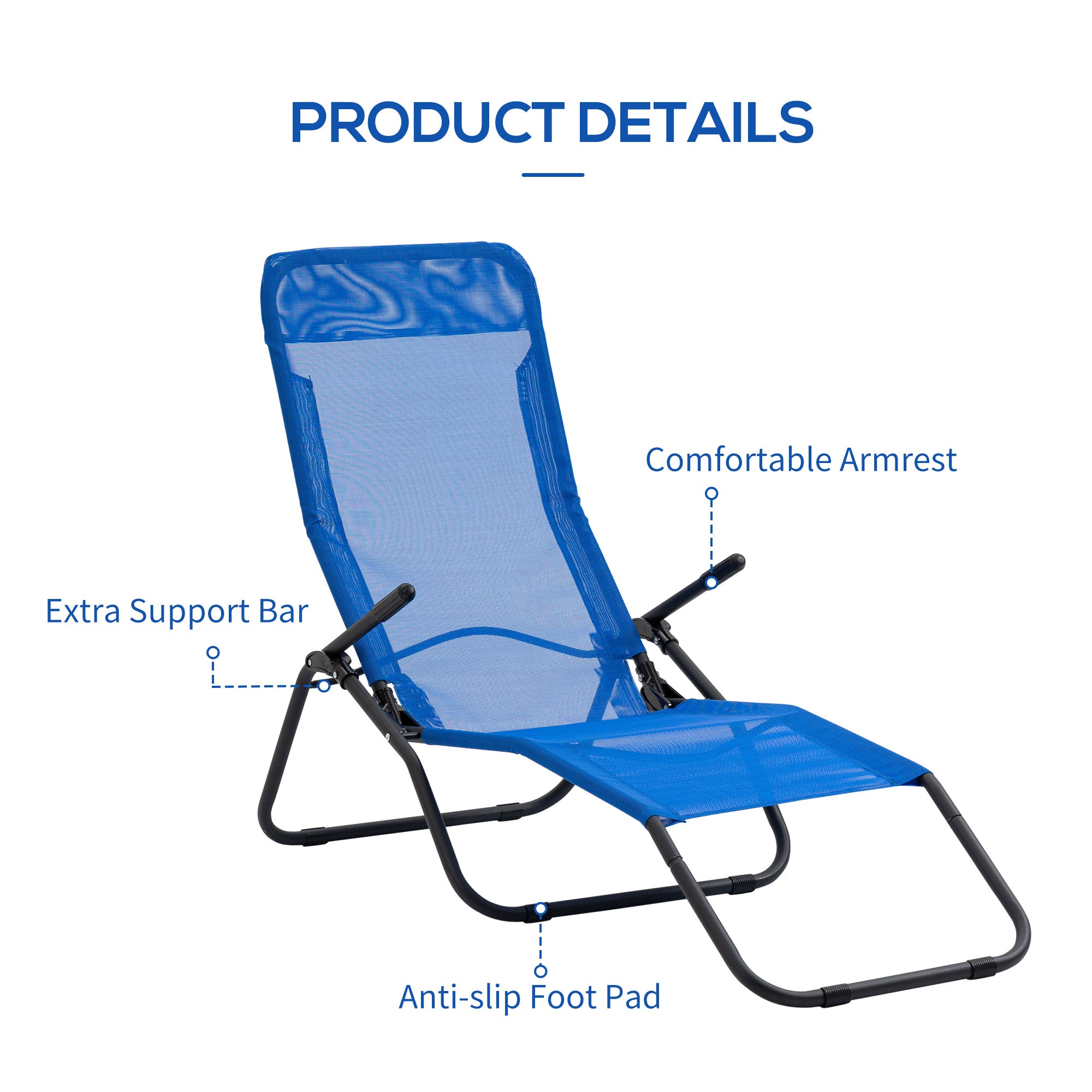 Zero Gravity Reclining Patio Lounge Chair with Footrests & Armrests, Blue Lounger Chairs   at Gallery Canada