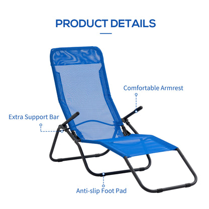 Zero Gravity Reclining Patio Lounge Chair with Footrests & Armrests, Blue Lounger Chairs   at Gallery Canada