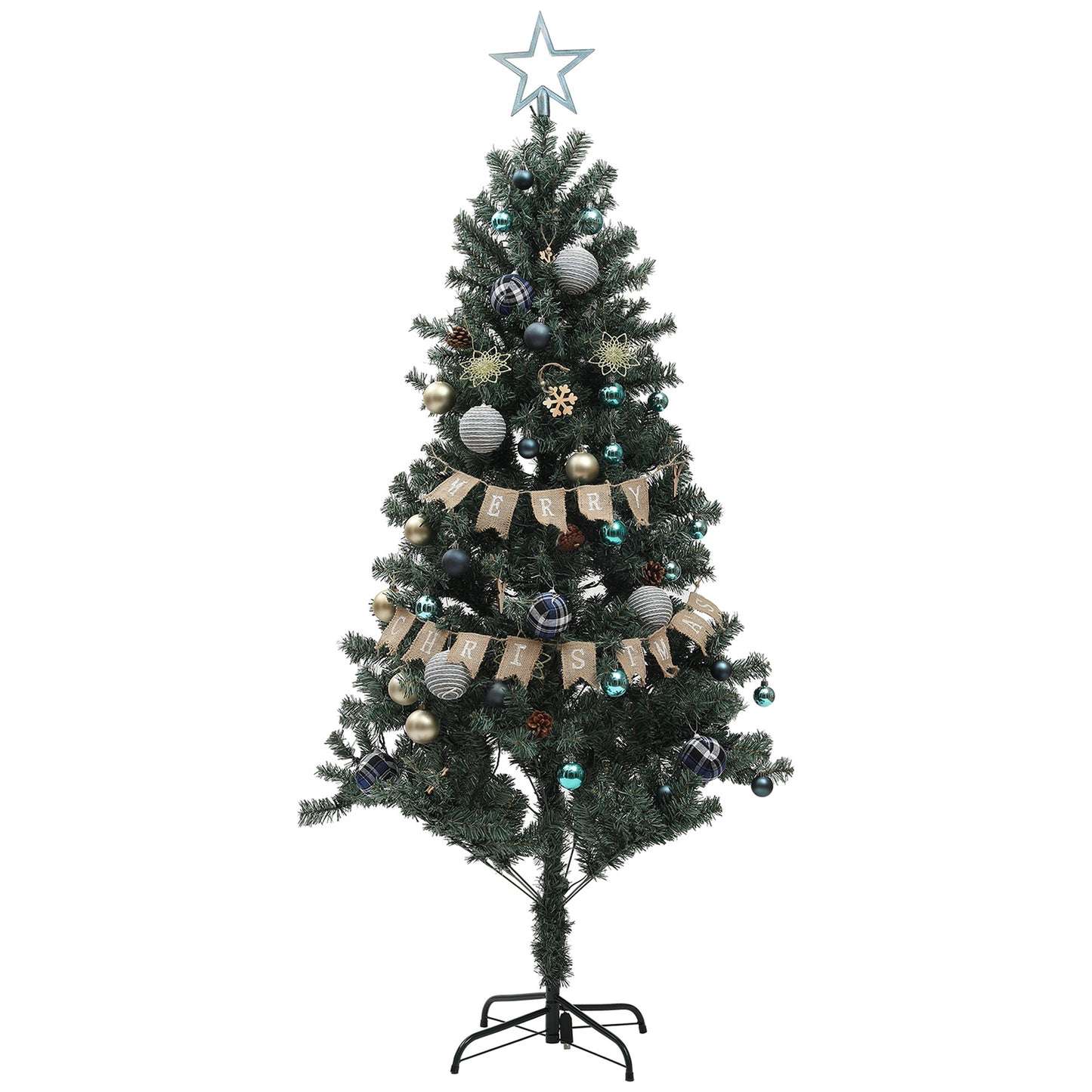 6ft Artificial Prelit Christmas Tree with 150 Warm White LED Lights, Pre Decorated Xmas Tree for Home Office Holiday Pre Lit Christmas Trees   at Gallery Canada