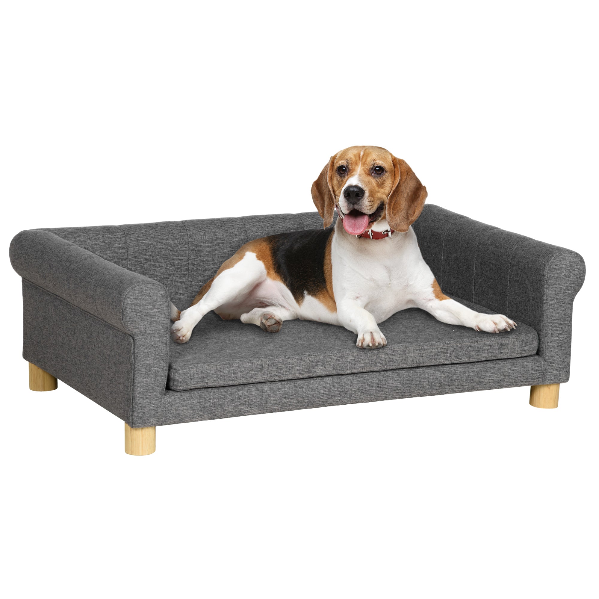 Modern Pet Sofa Cat or Medium Large Dog Bed W/ Removable Seat Cushion, Dark Grey Dog Sofas Dark Grey at Gallery Canada