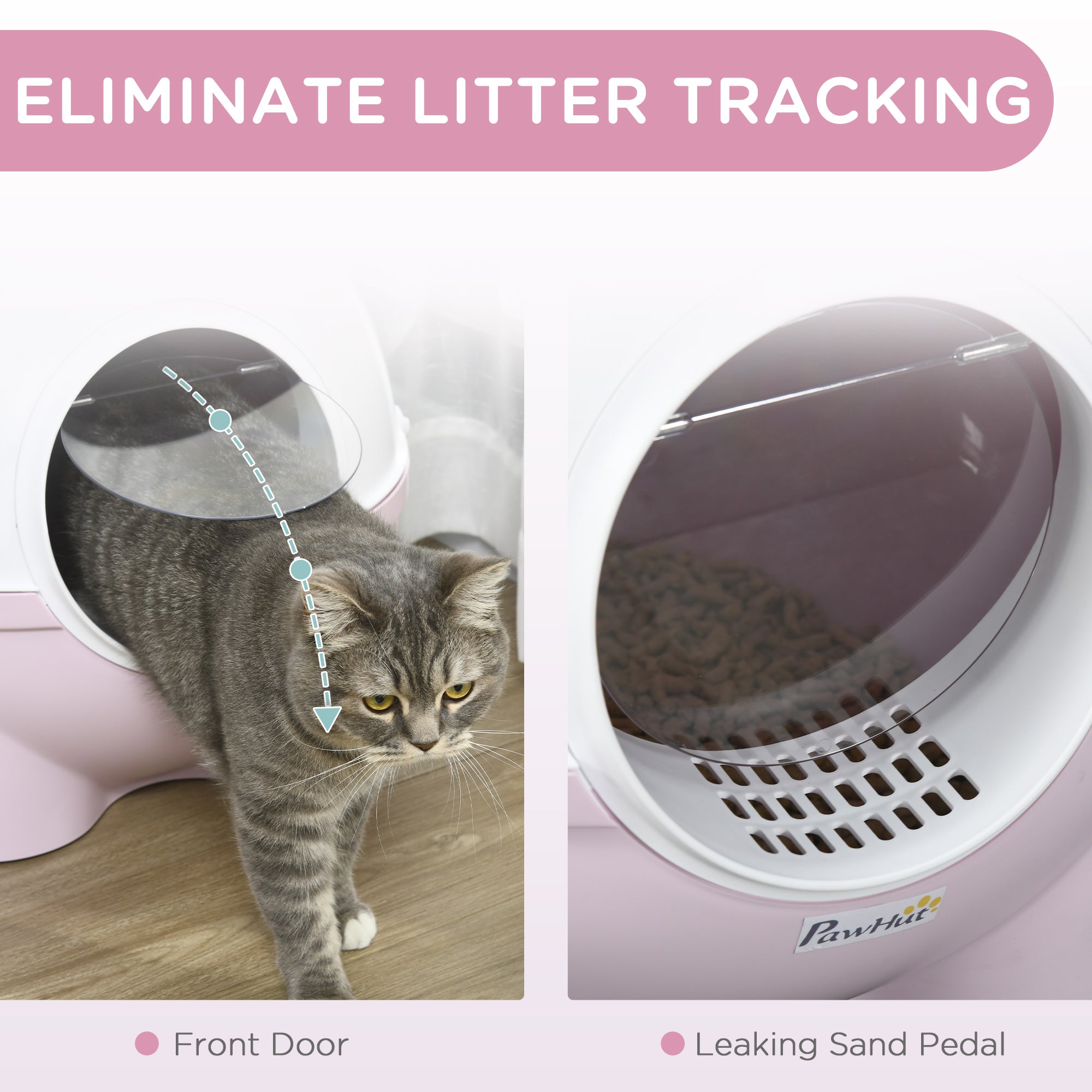 Enclosed Cat Litter Box, Large Kitty Litter Box with Lid, Scoop, Leaking Sand Pedal, Top Handle, Pink Cat Litter Box Enclosures at Gallery Canada
