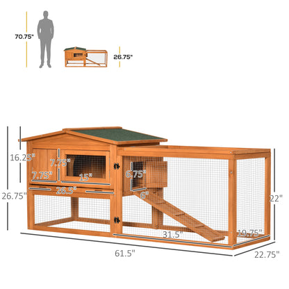 Wooden Rabbit Hutch Guinea Pig House with Removable Tray, Openable Roof, Trough, Run for Tortoises and Ferrets, Orange Rabbit Hutch   at Gallery Canada