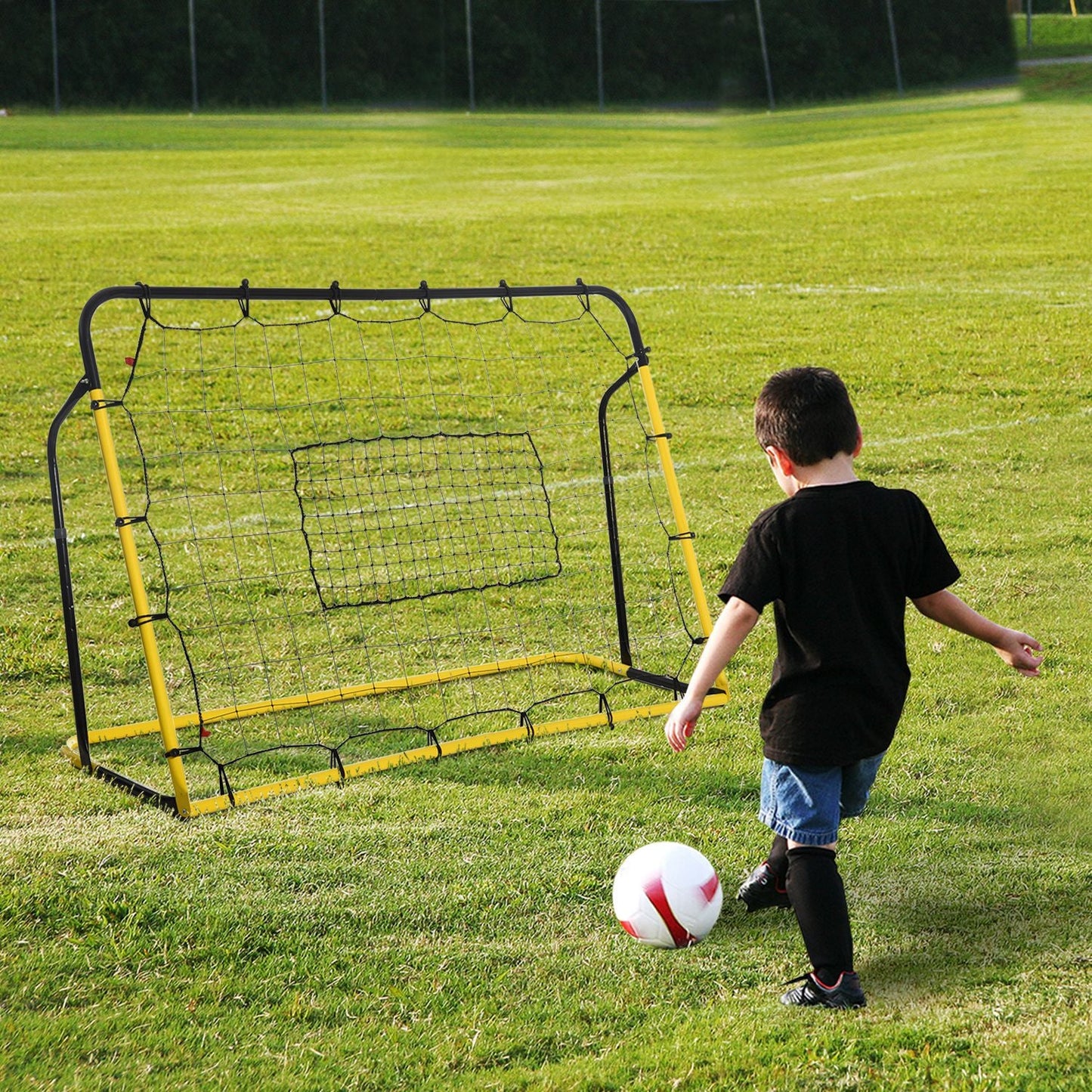 6 x 4 ft Rebound Net Soccer Goal with 5 Angle Adjustable for Soccer Baseball Basketball Training Football   at Gallery Canada