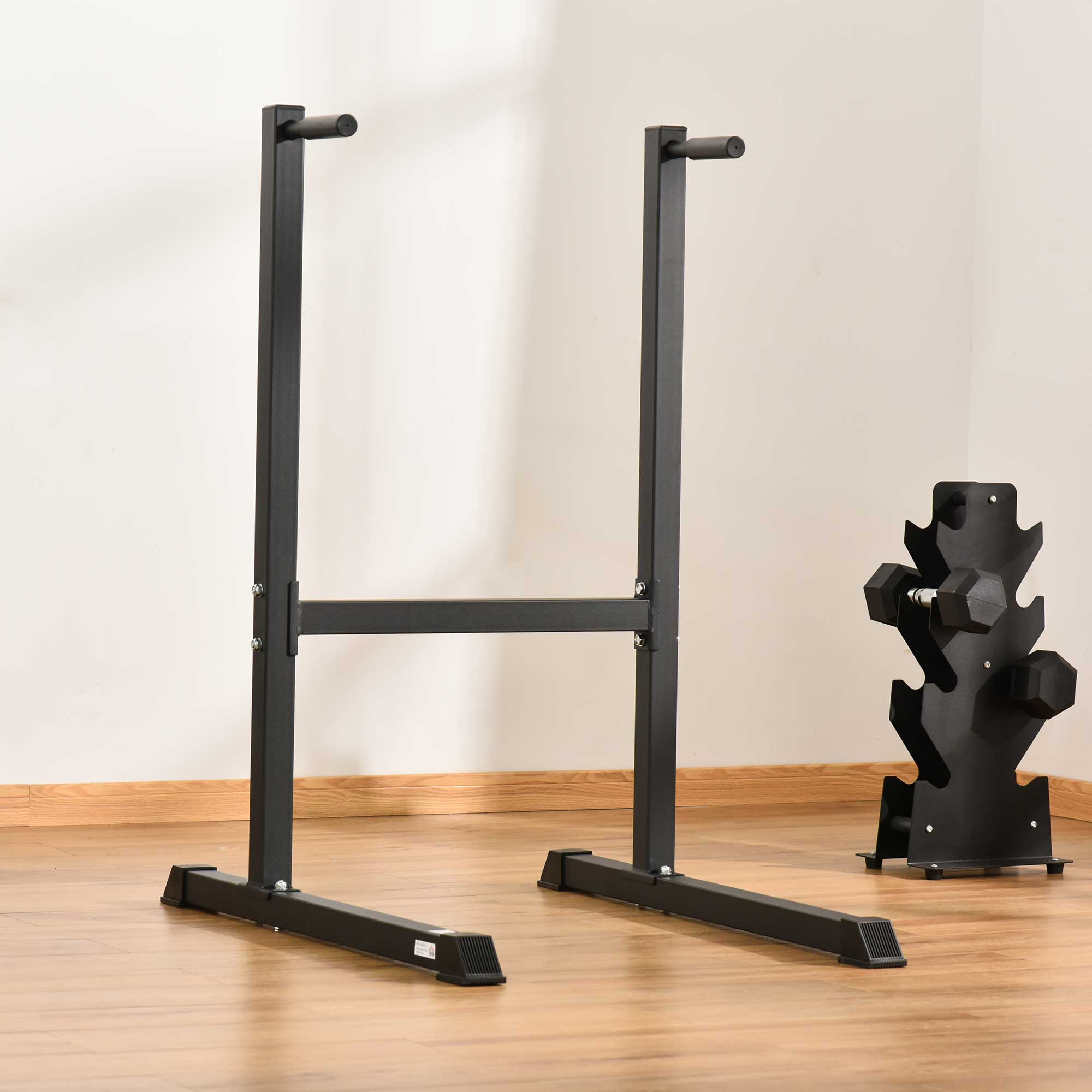 Dip Station with Padded Handles, Multifunctional Fitness Training Dip Bar for Indoor Home Gym Workout, Black Power Towers at Gallery Canada