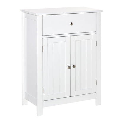 Bathroom Floor Storage Cabinet Freestanding Wooden Storage Organizer with Drawer Doors Adjustable Shelves for Living Room Kitchen Hallway White Bathroom Cabinets White  at Gallery Canada