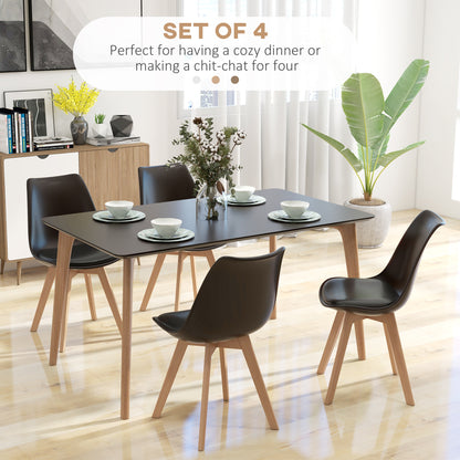 Modern Dining Table Chairs Set of 4, Rubber Wood Kitchen Table Chairs with PU Leather Cushion for Living Room, Bedroom Bar Sets   at Gallery Canada