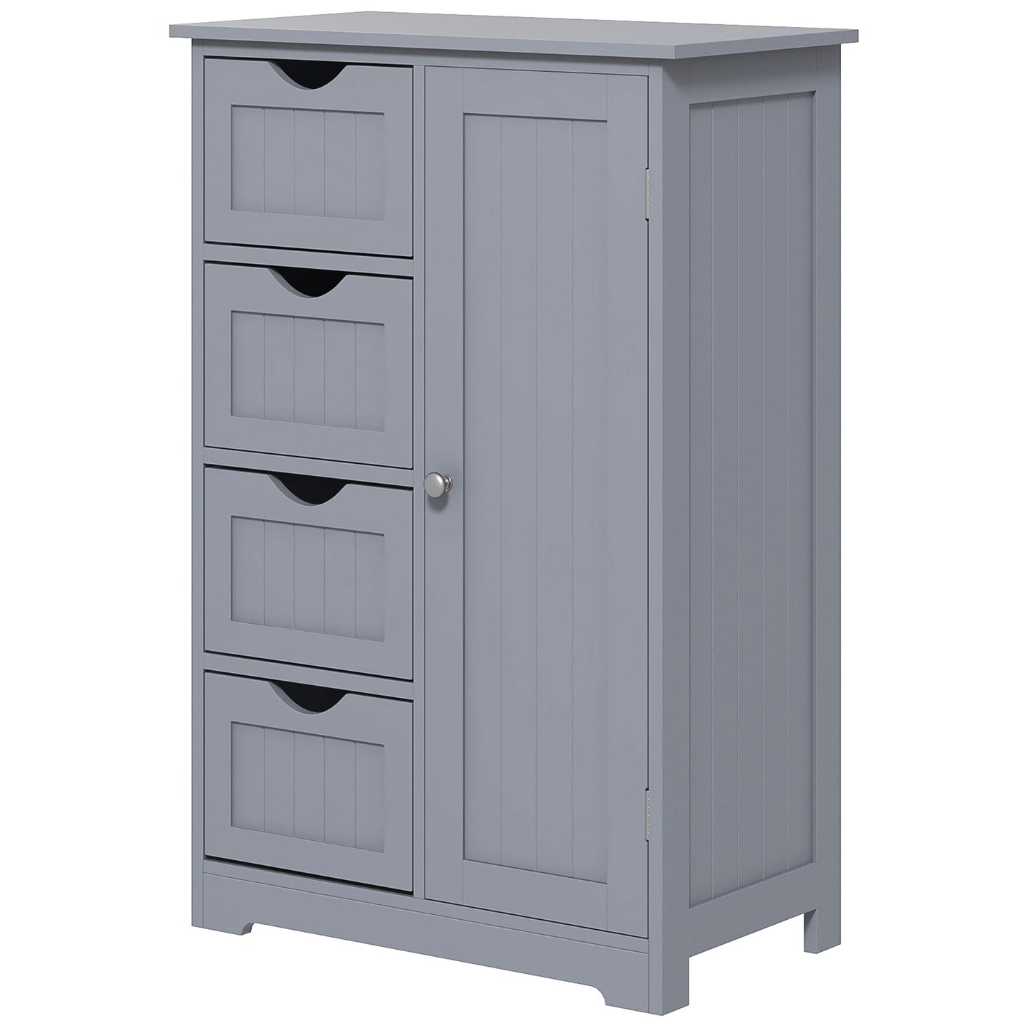 Bathroom Storage Cabinet, Floor Cabinet with Adjustable Shelf and 4 Drawers, Side Cabinet for Washroom, Grey Bathroom Cabinets Grey  at Gallery Canada