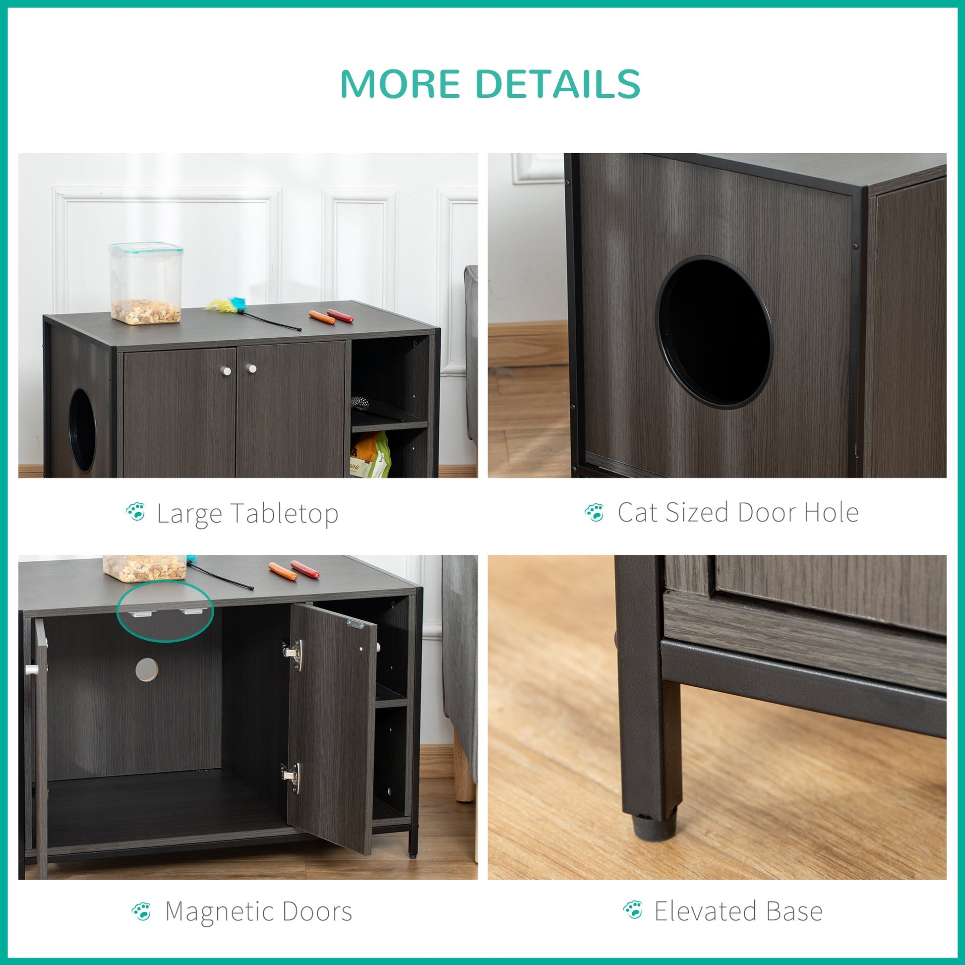 Double-Door Cat Litter Box Enclosure Cabinet with Storage, Black Cat Litter Box Enclosures   at Gallery Canada