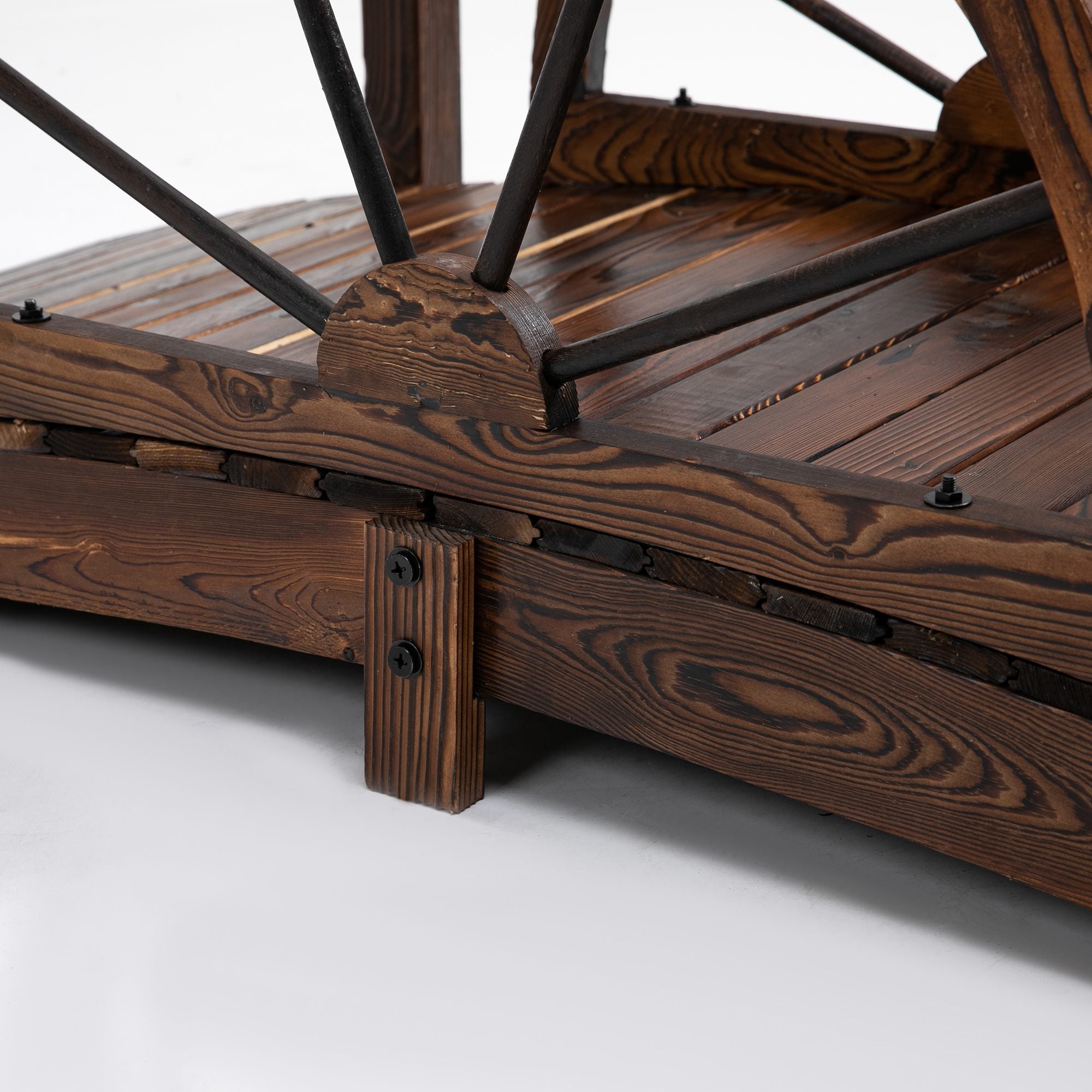 Wooden Garden Bridge, Decorative Arc Footbridge with Safety Guardrail Garden Decor at Gallery Canada