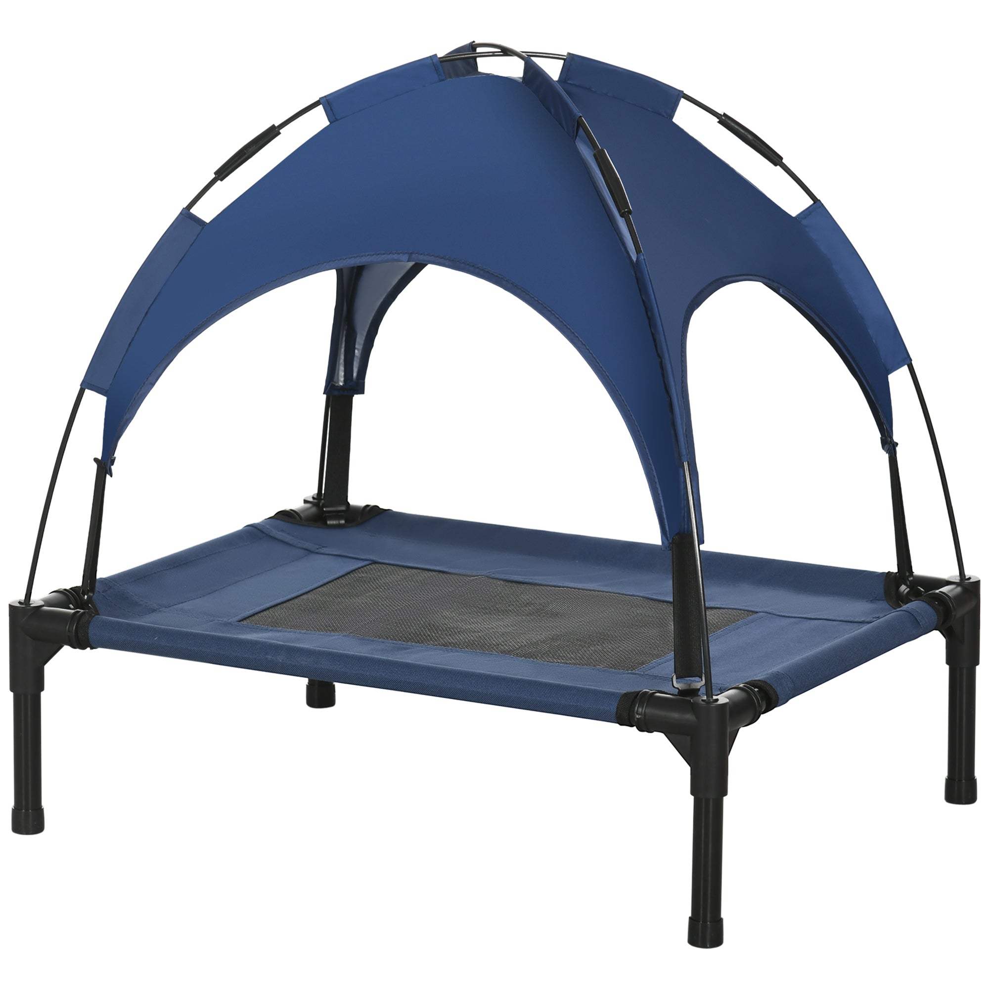 Elevated Cooling Pet Bed Portable Raised Dog Cot with Canopy for Small-Sized Dogs, Dark Blue Elevated Dog Beds Dark Blue and Black  at Gallery Canada