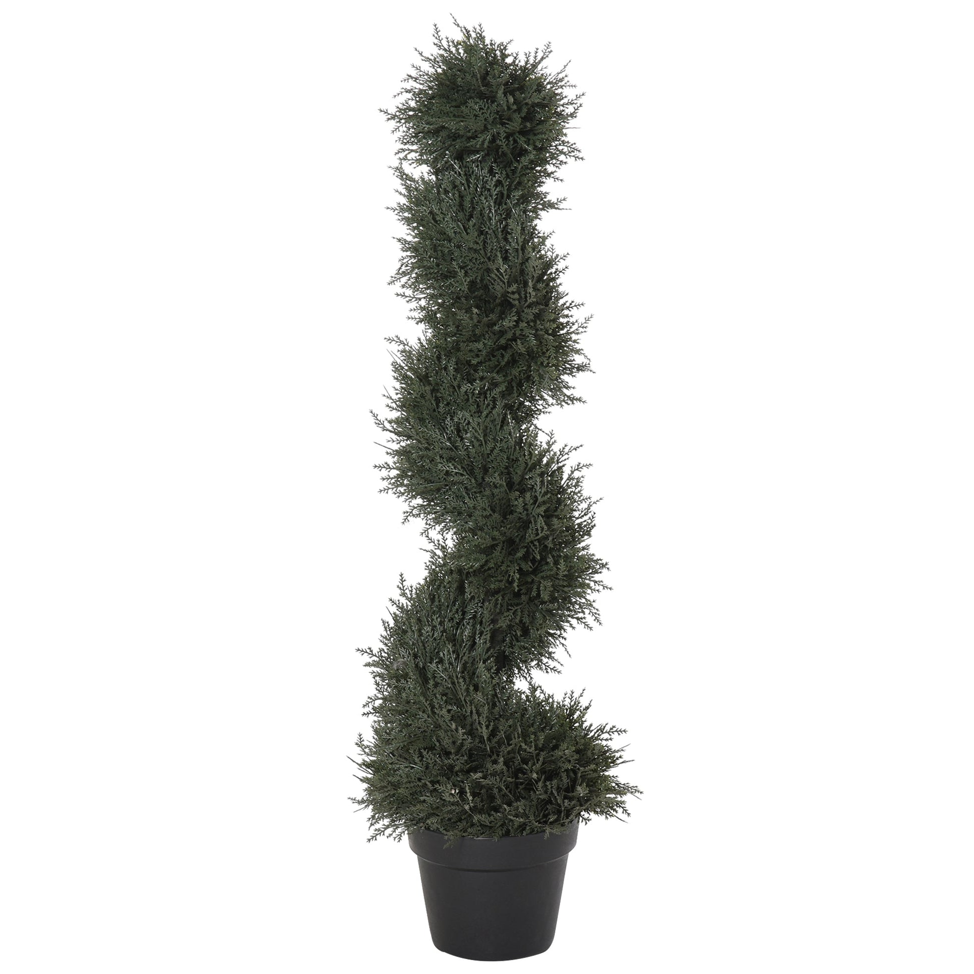 35.5" Topiary Trees Artificial Faux Fakes Spiral Plant Green Cedar Tree Indoor Outdoor Decor with Nursery Pot Artificial Trees Dark Green  at Gallery Canada