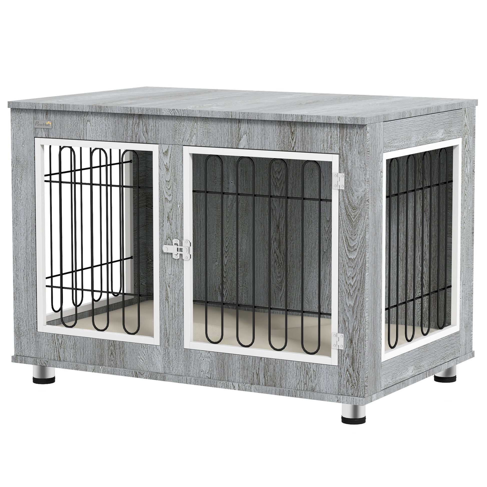 Pet Crate Side End Table for Indoor Use with Cushion, Double Doors, Grey Houses, Kennels & Pens   at Gallery Canada