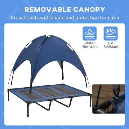 Elevated Cooling Pet Bed Portable Raised Dog Cot with Canopy for XL Sized Dogs, Dark Blue Elevated Dog Beds   at Gallery Canada